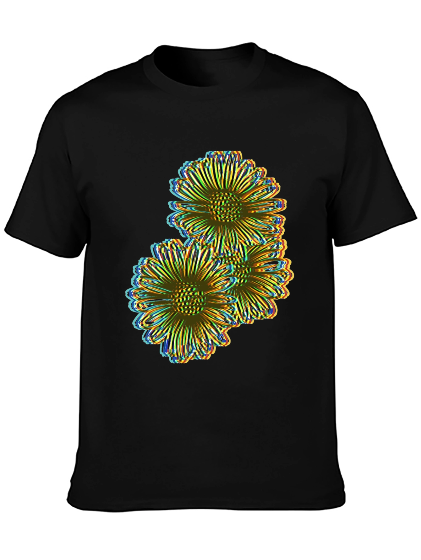 Black Floral Illusion Tee - Bold Graphic Print view 3