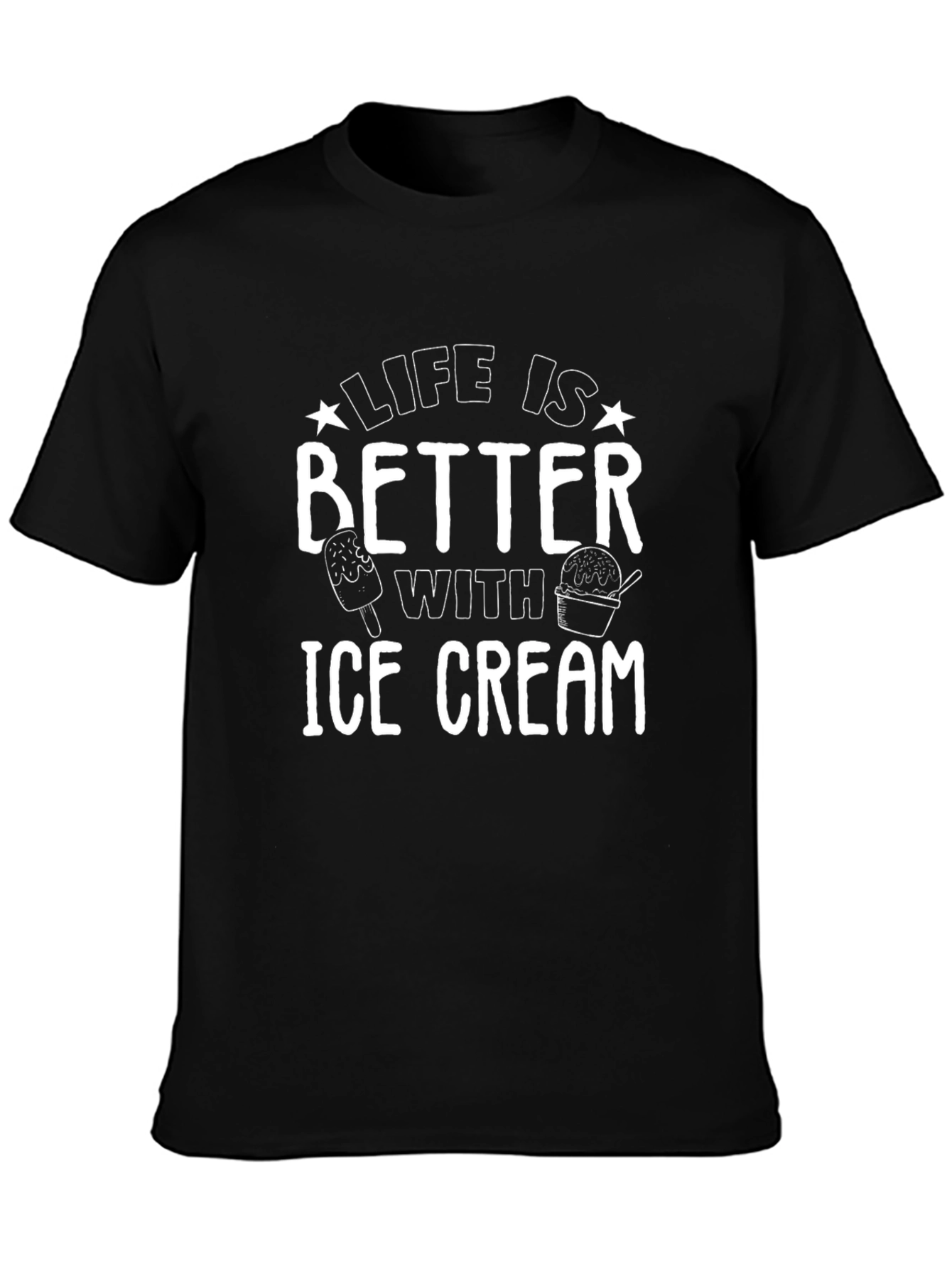 Black Life is Better With Ice Cream Graphic T-Shirt view 3