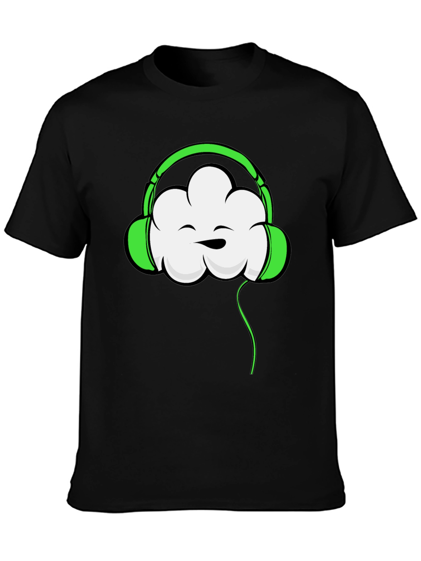Black Funky Cloud Headphones Graphic T-Shirt view 3