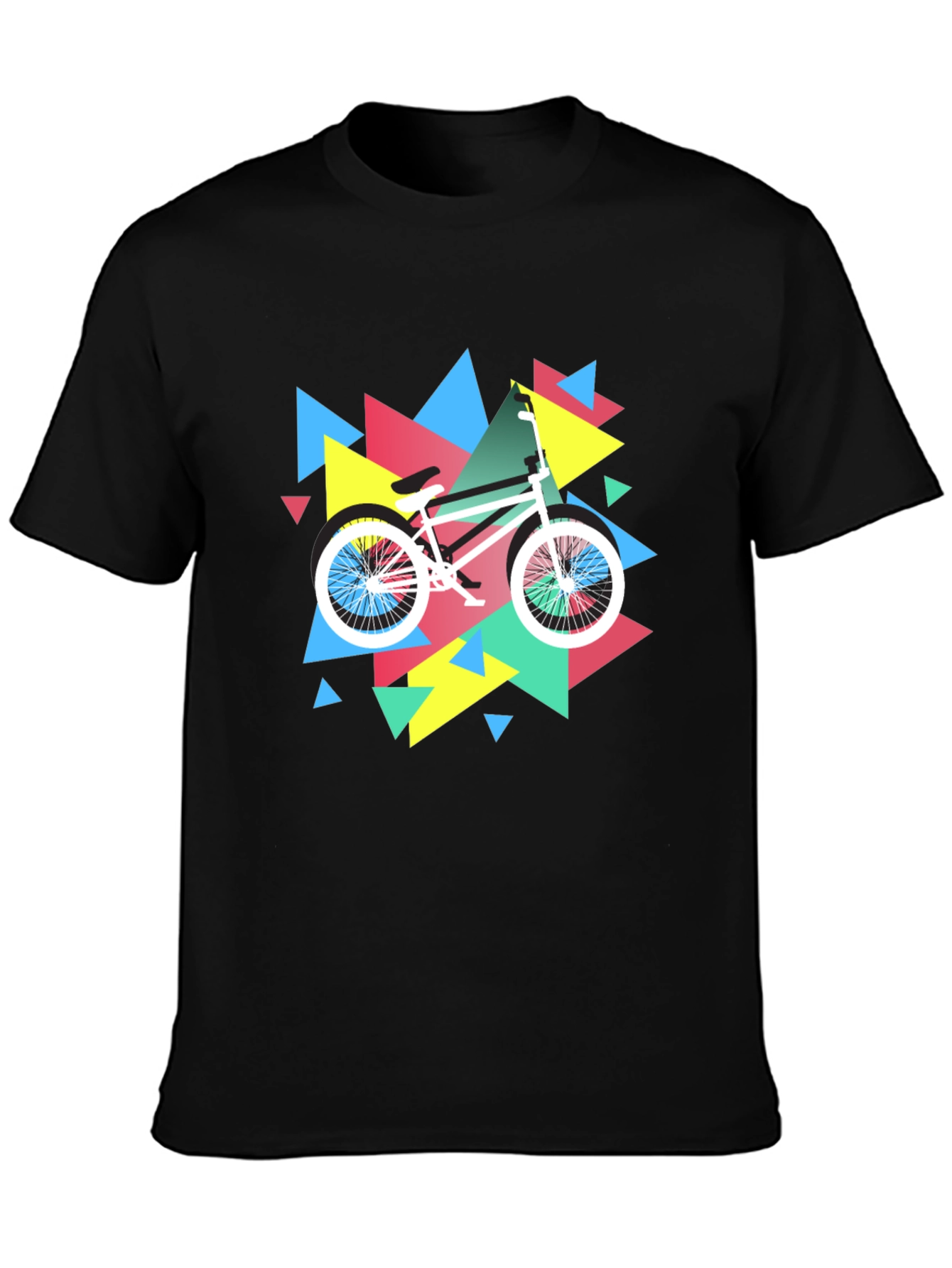 Black Retro Bike Graphic Tee - Black Cotton T-Shirt view 3