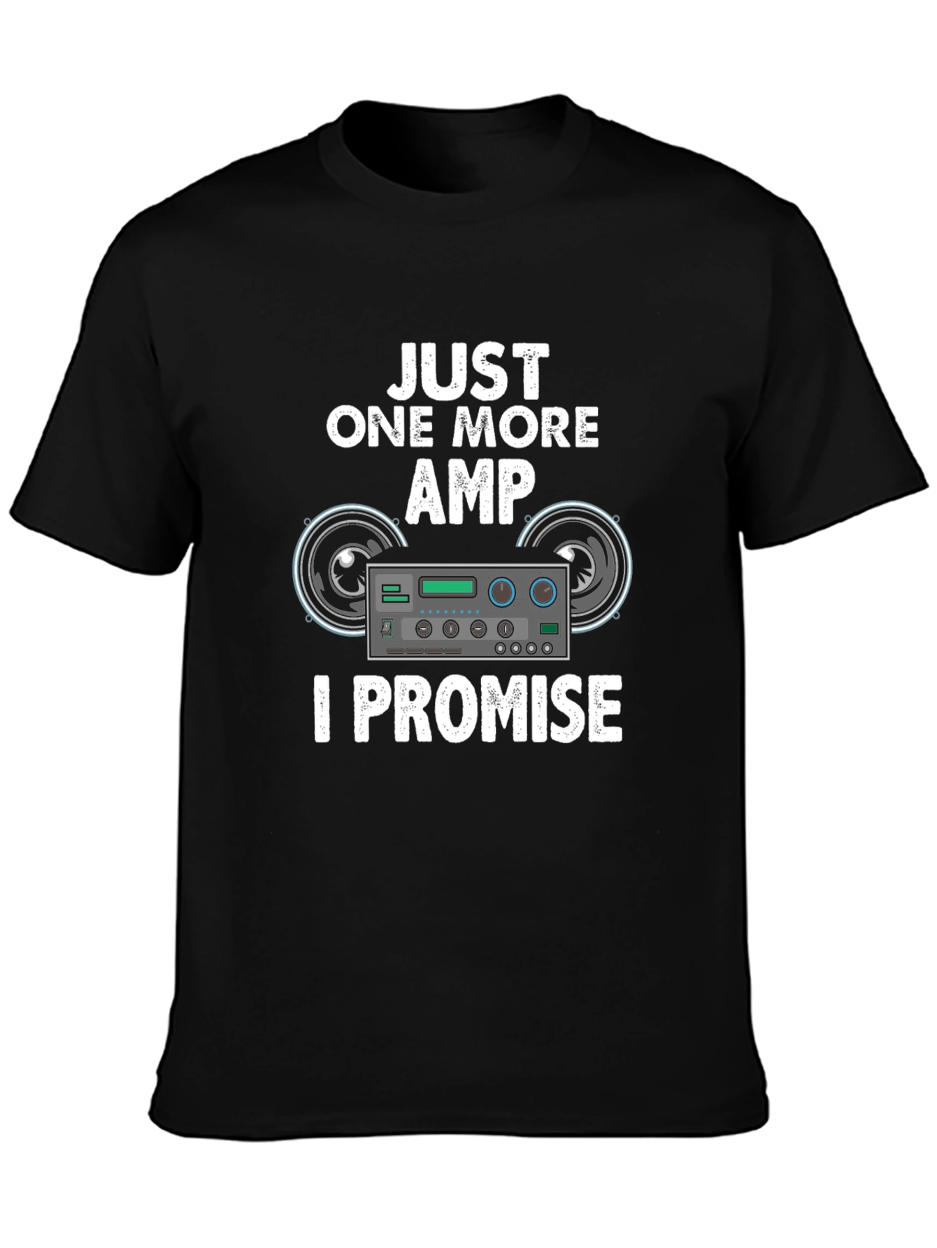 Black Just One More Amp T-Shirt, Music Lover Tee view 3