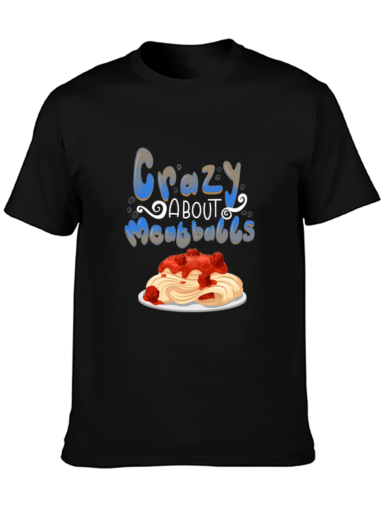 Black Crazy About Meatballs T-Shirt - Foodie Tee view 3