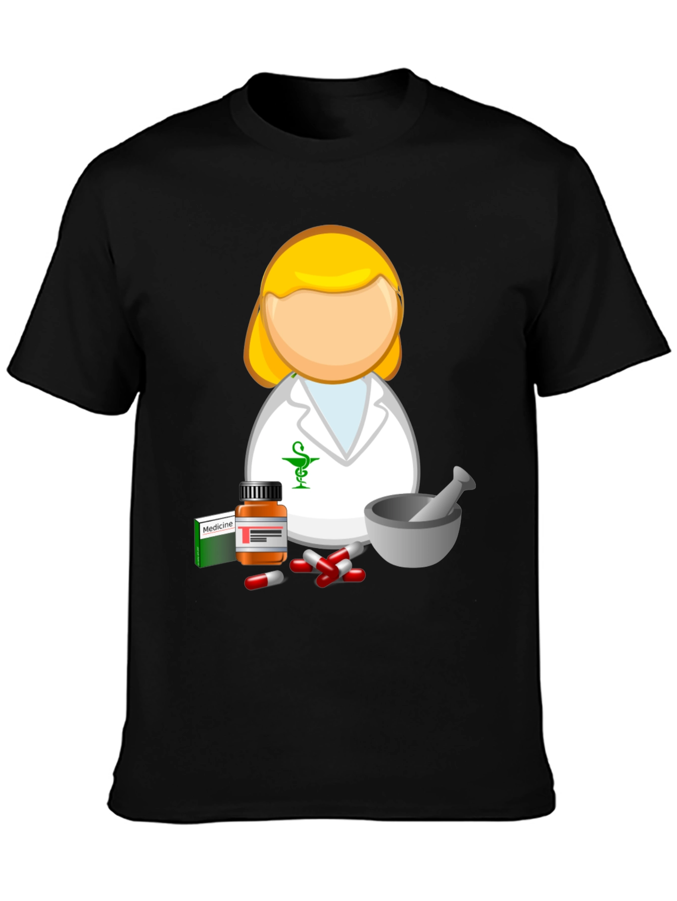 Black Pharmacist Cartoon T-Shirt - Medical Professional Style view 3