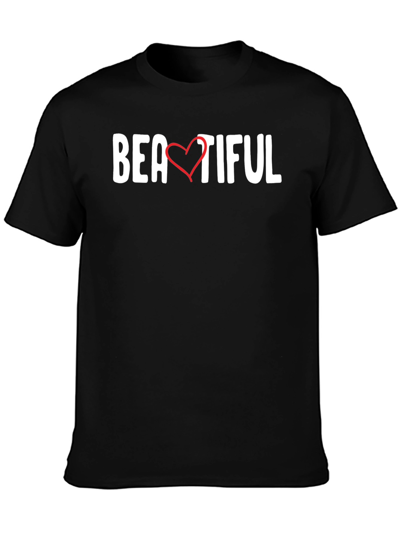 Black Beautiful Heart Graphic Tee - Black Unisex T-Shirt view 3