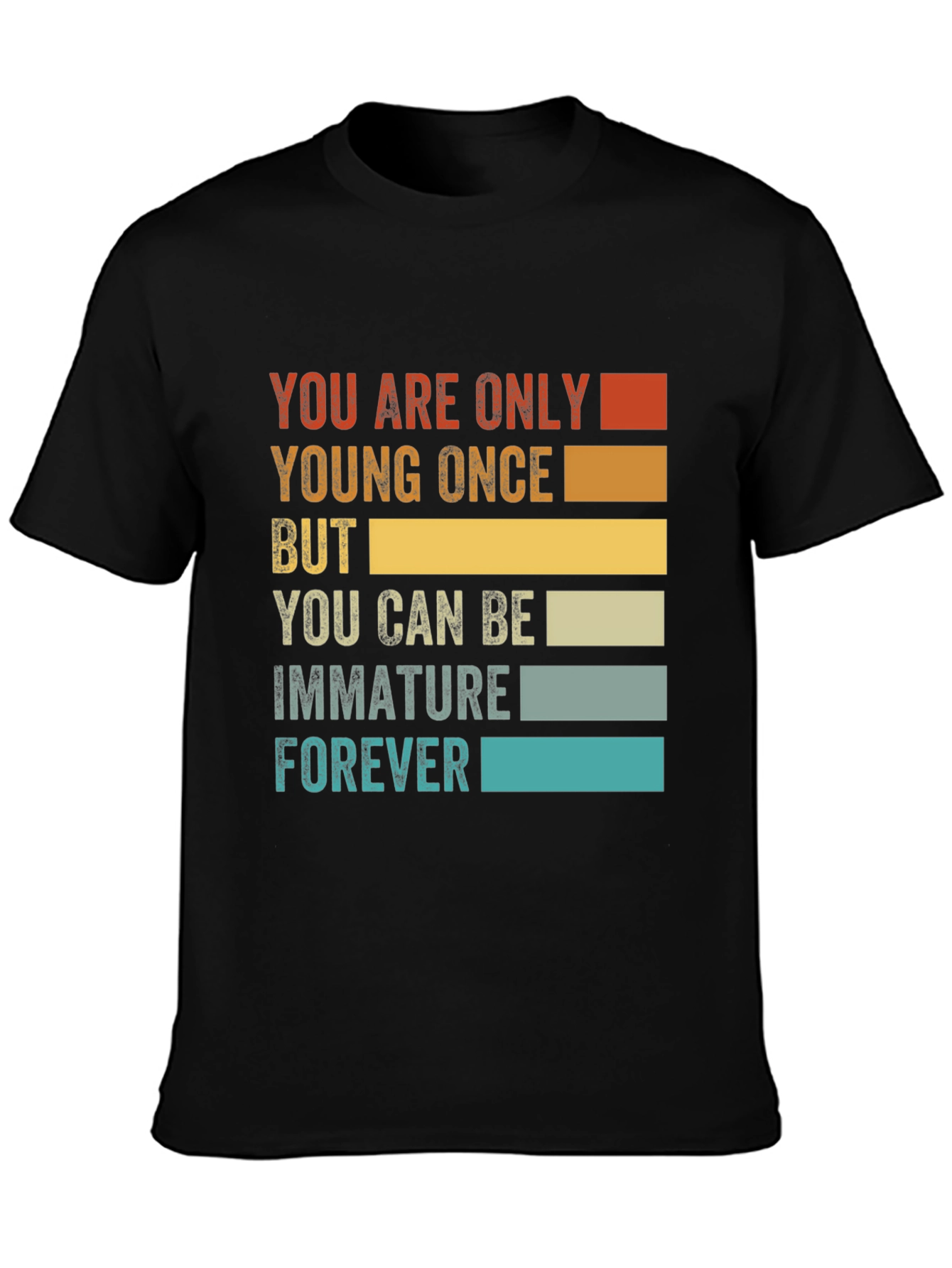 Black Funny Immature Forever T-Shirt - Black Graphic Tee view 3