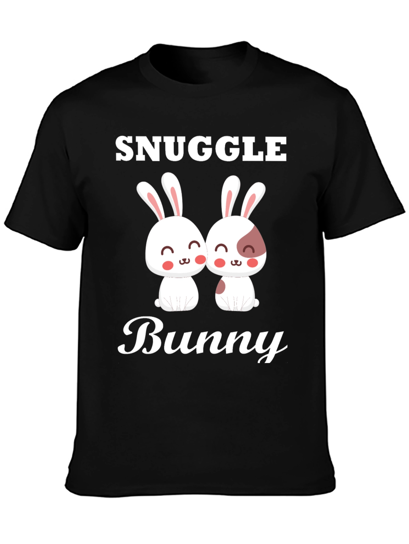 Black Snuggle Bunny Graphic Tee - Cute Couple Rabbits view 3