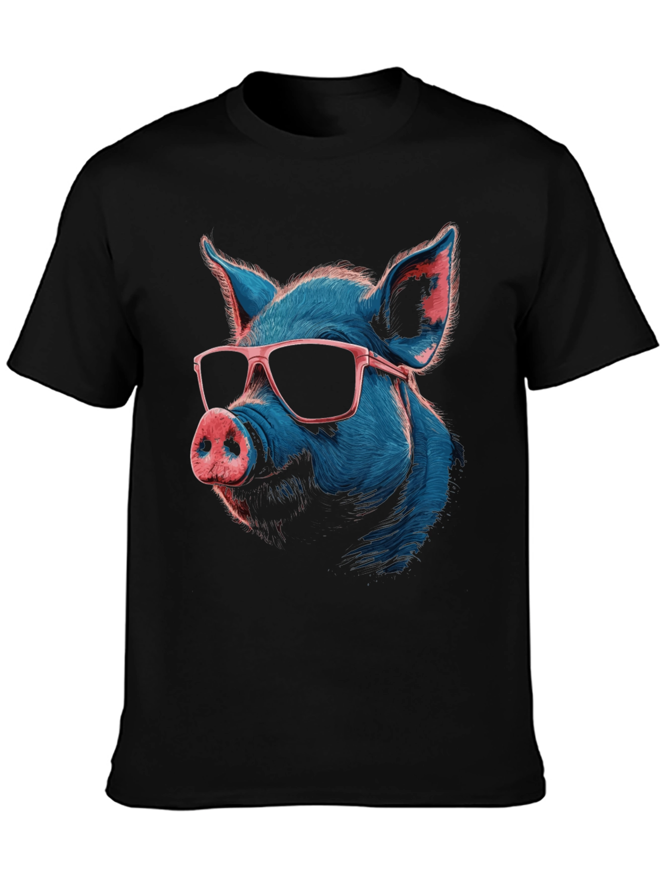 Black Cool Pig Graphic T-Shirt - Quirky Men's Tee view 3