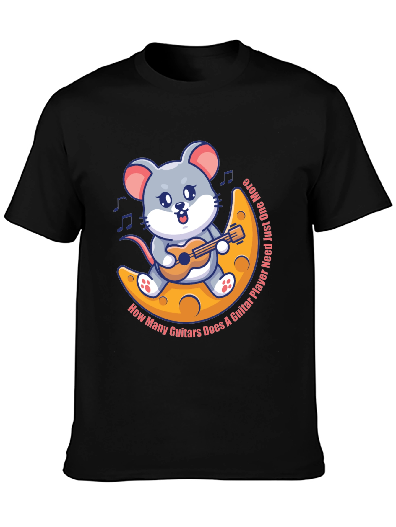 Black Mouse Guitarist T-Shirt - Musician Cartoon Tee view 3