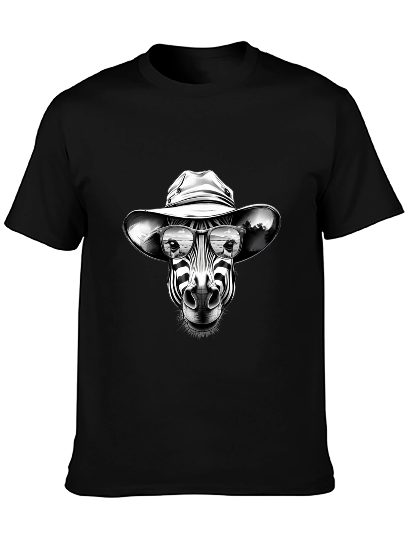 Black Zebra Cowboy Graphic Tee - Black Cotton T-Shirt view 3