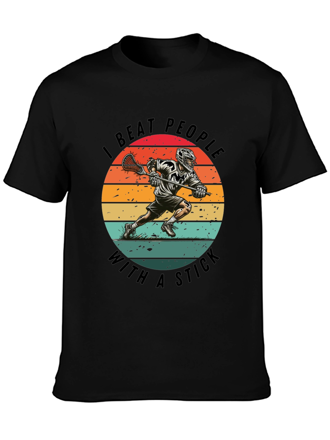 Black Lacrosse T-Shirt - I Beat People With A Stick view 3