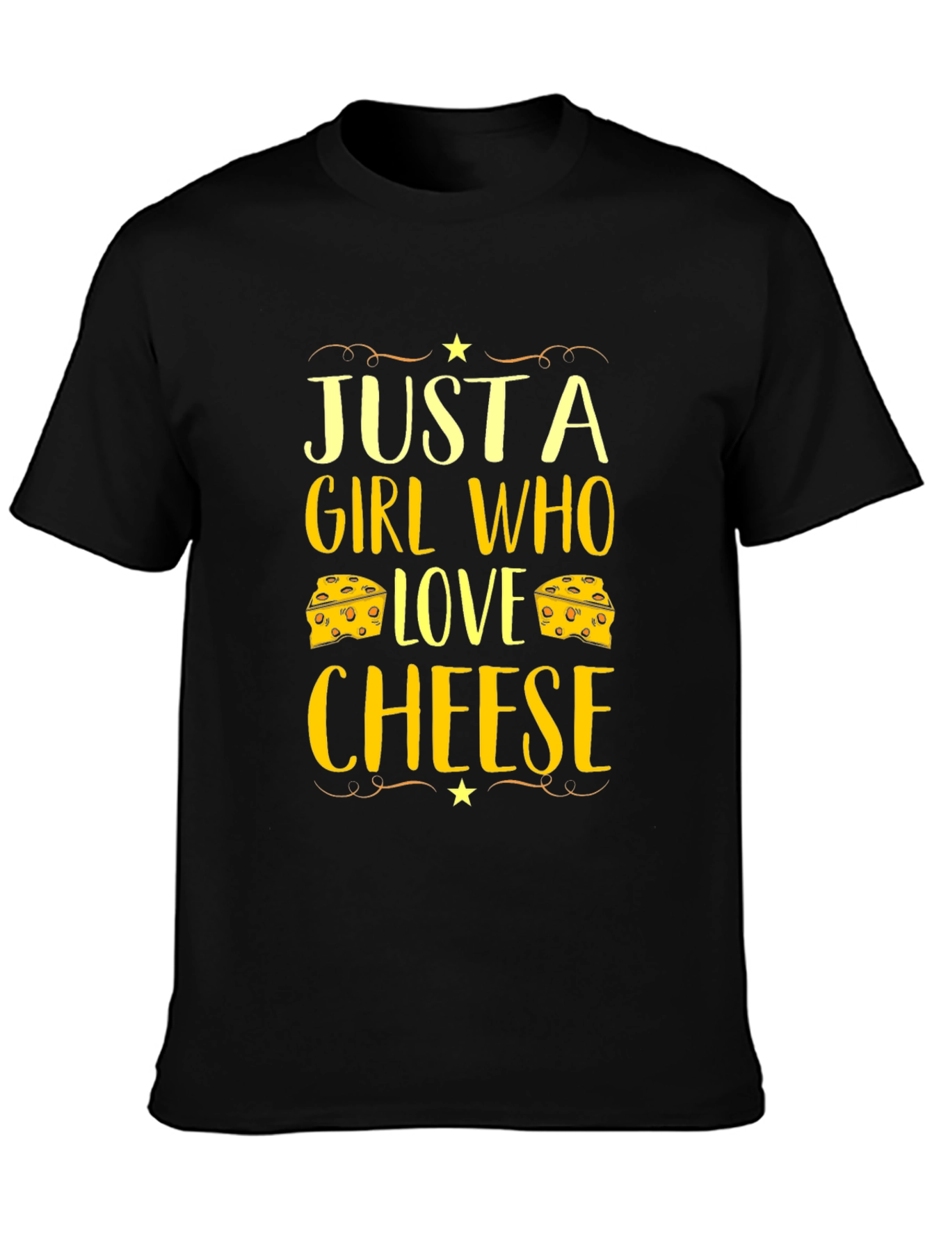 Black Just a Girl Who Loves Cheese Graphic T-Shirt view 3