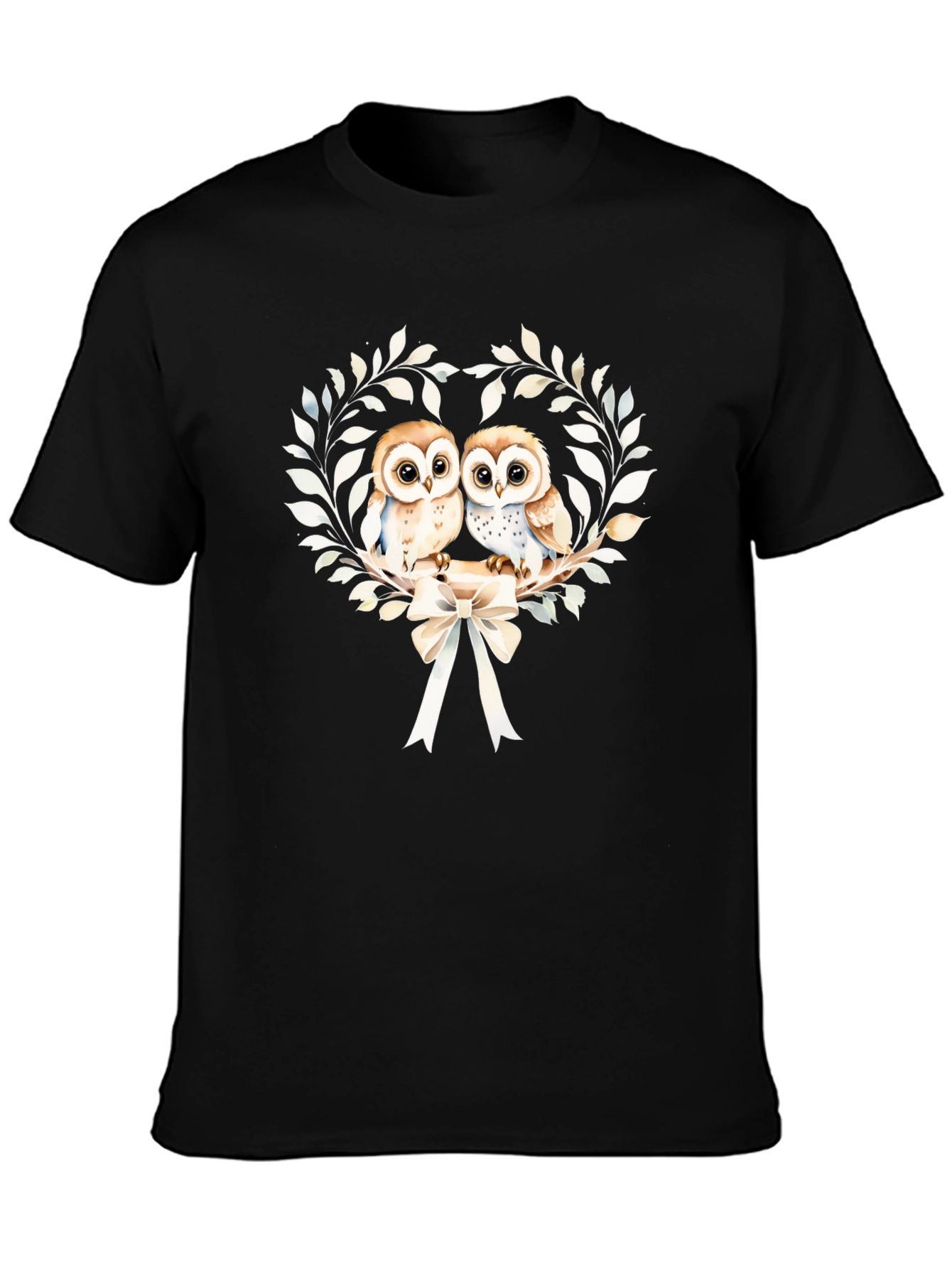 Black Owl Couple Graphic Tee view 3