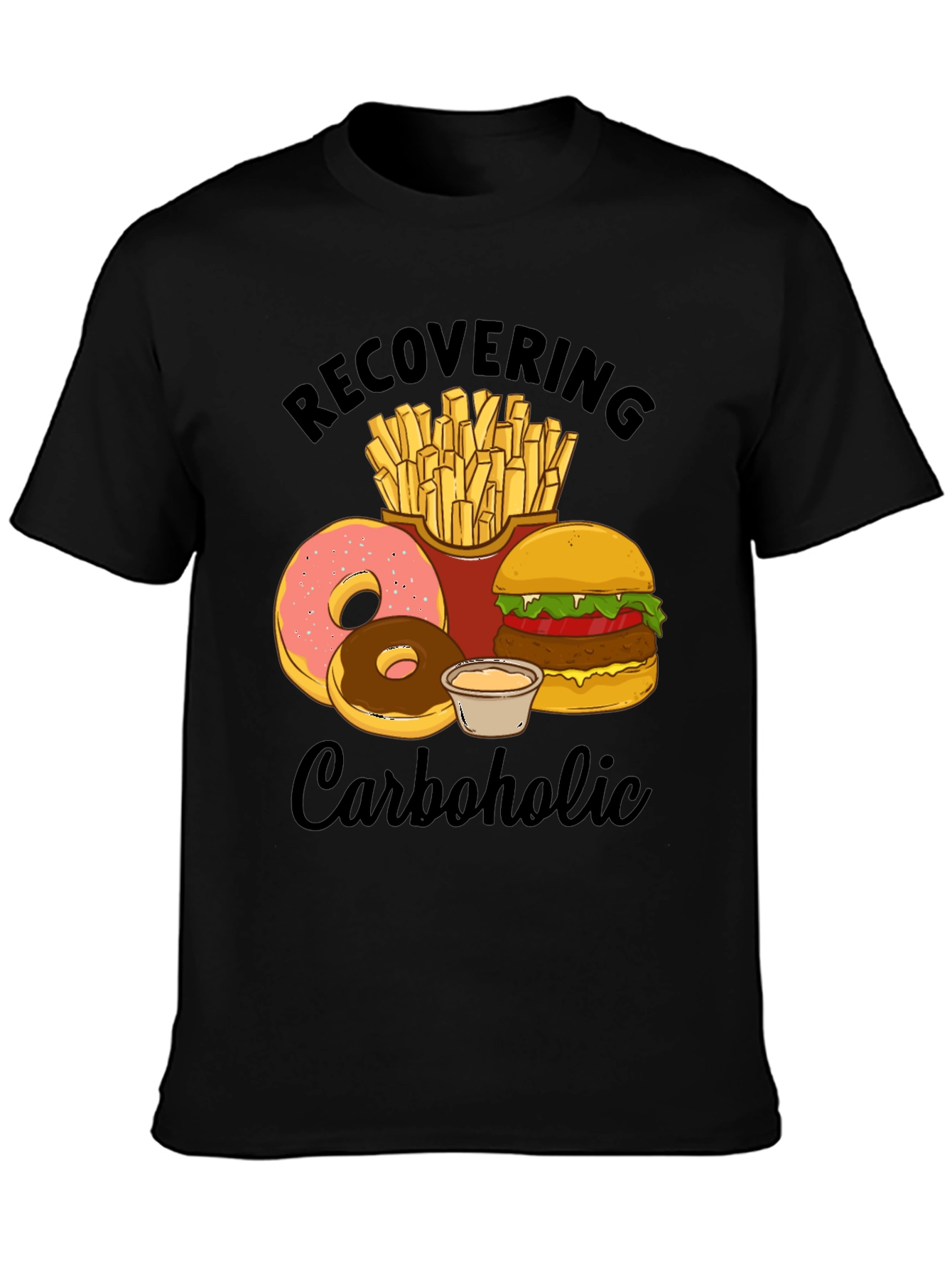 Black Recovering Carboholic Graphic T-Shirt view 3