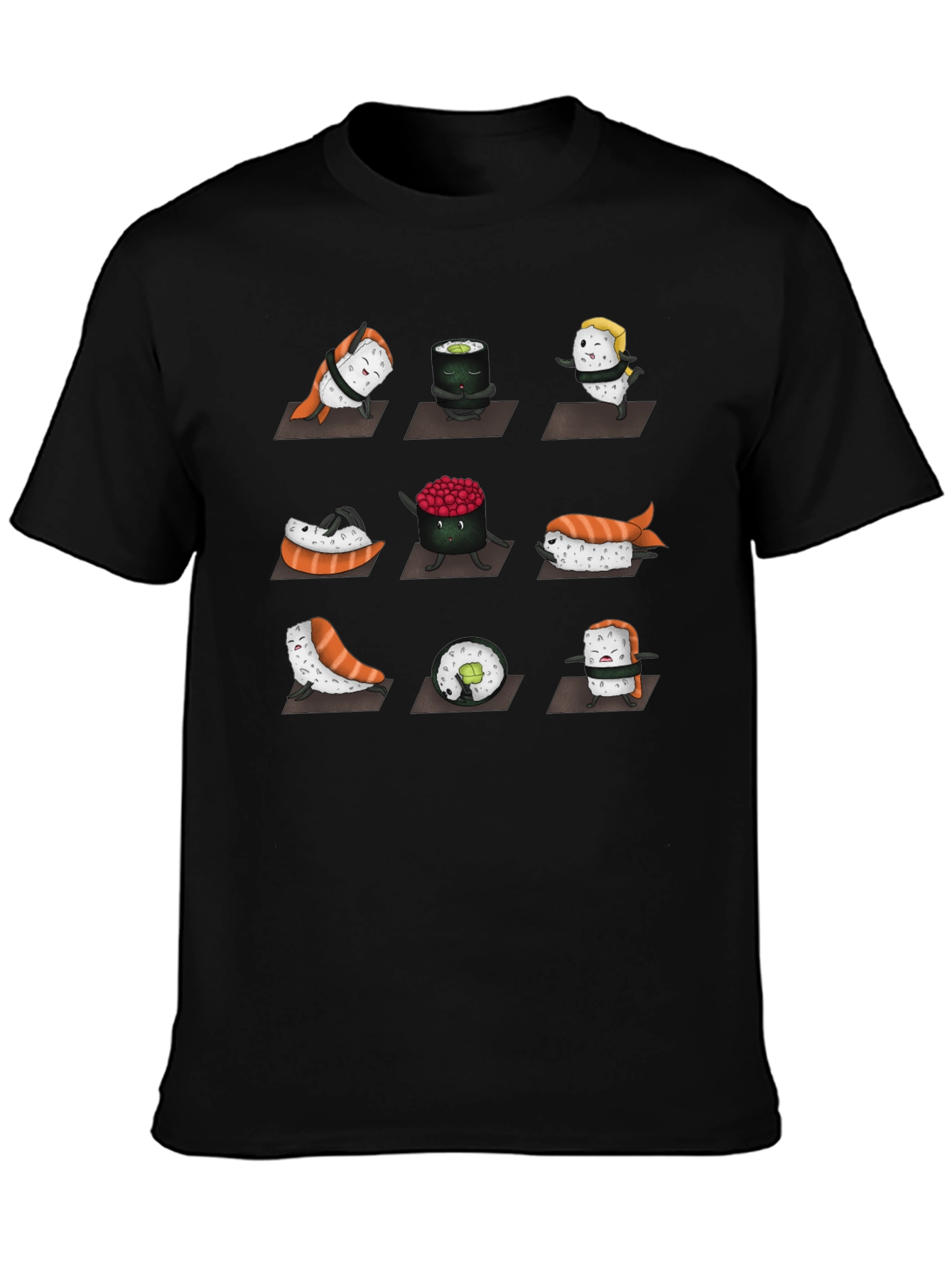 Black Sushi Yoga T-Shirt - Funny Foodie Tee view 3