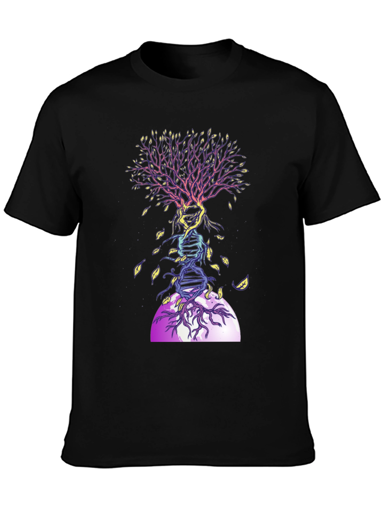 Black DNA Tree Graphic Tee - Nature & Science T-Shirt view 3