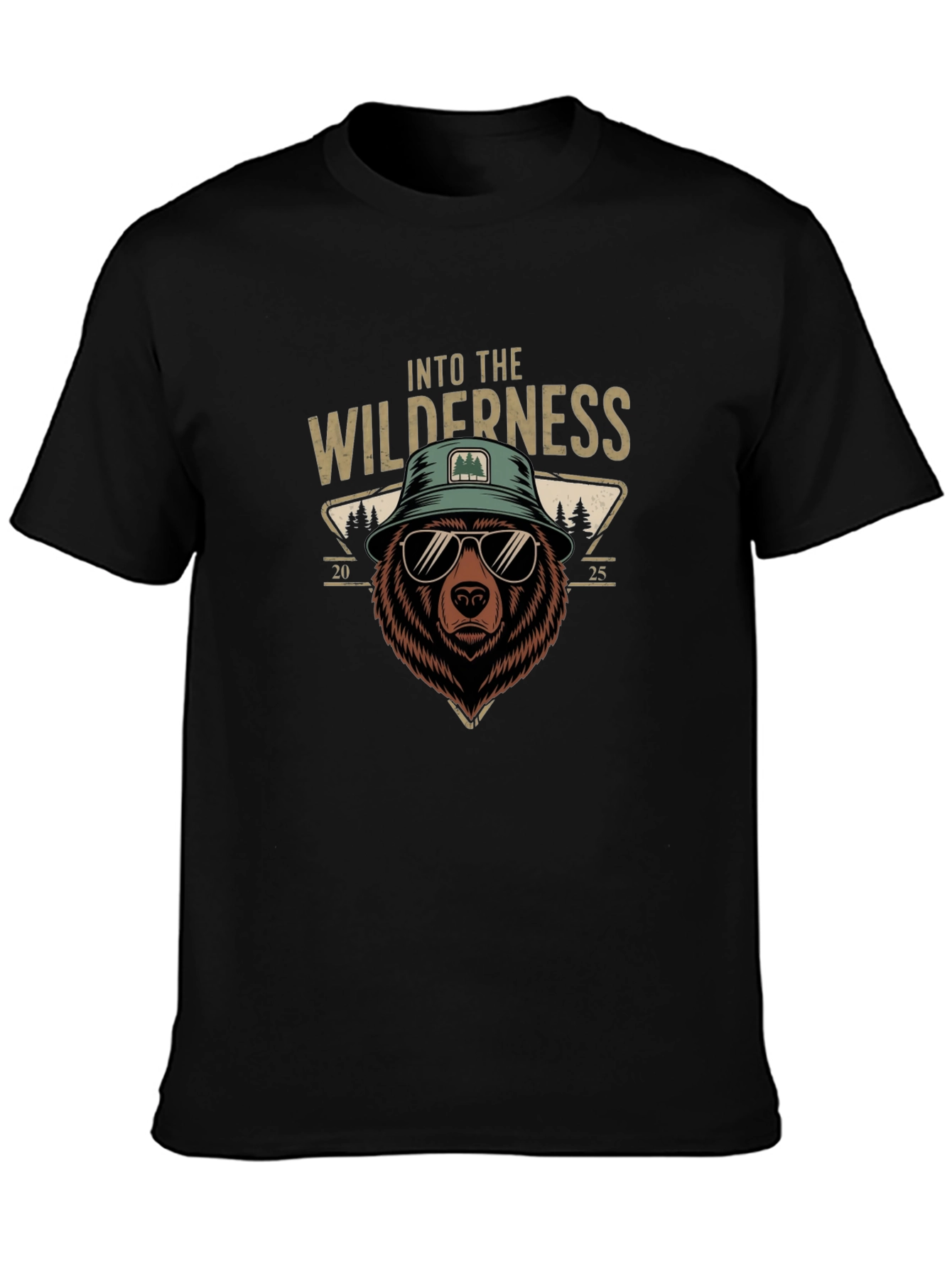 Black Into the Wilderness Bear Graphic T-Shirt view 3