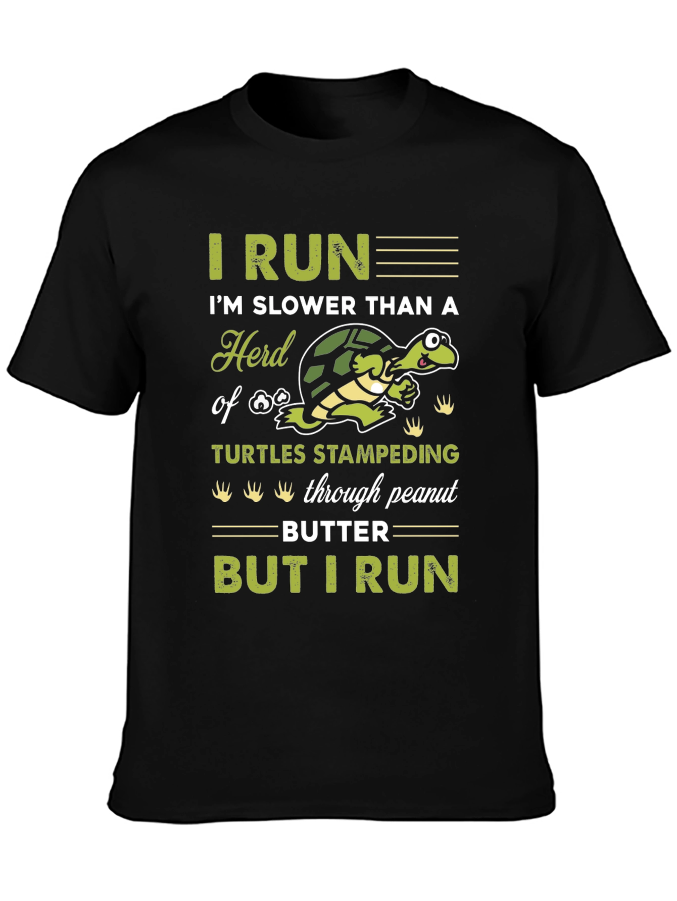 Black Funny Turtle Running Graphic T-Shirt view 3