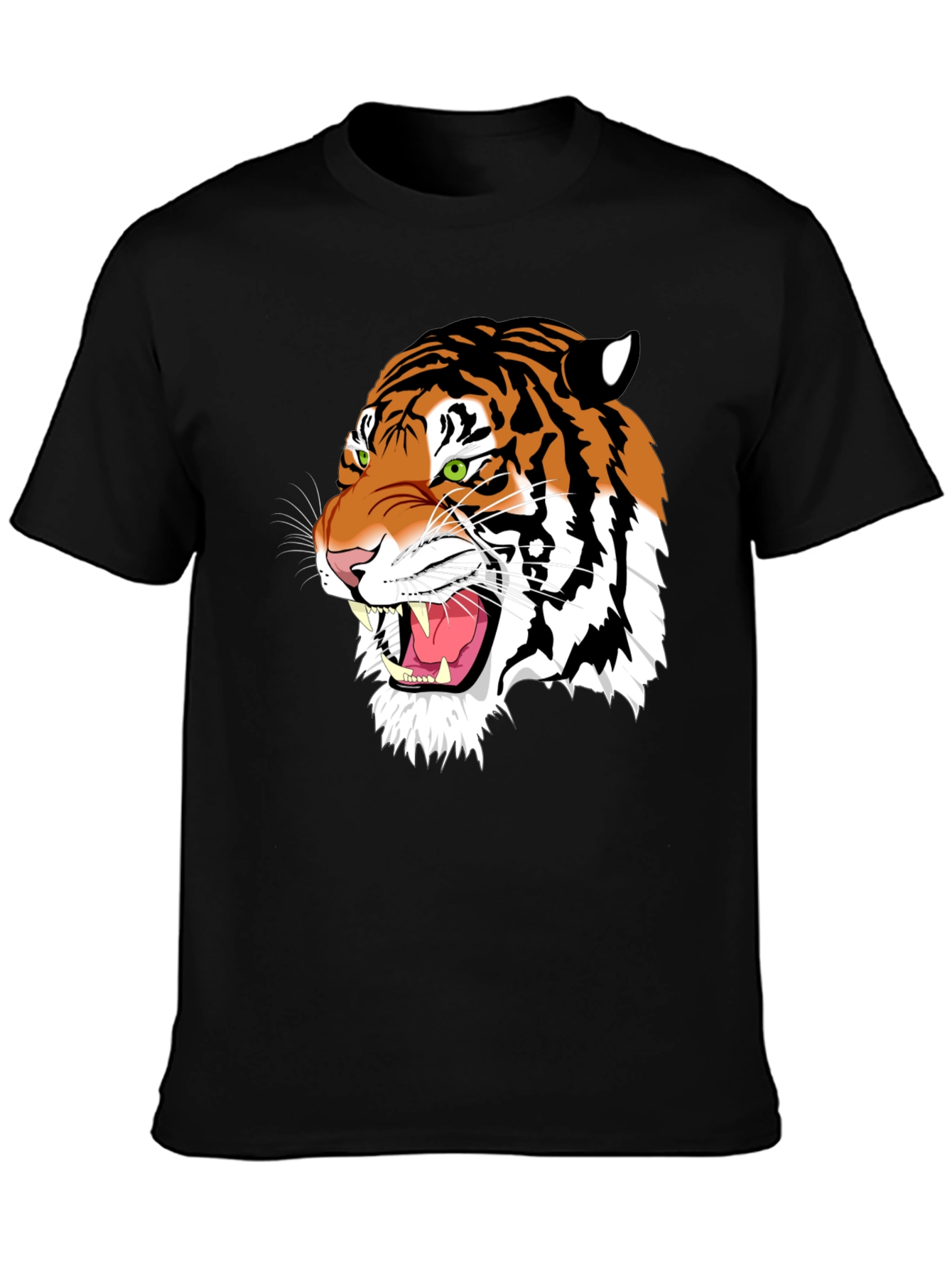 Black Bold Tiger Graphic Tee - Black Cotton T-Shirt view 3