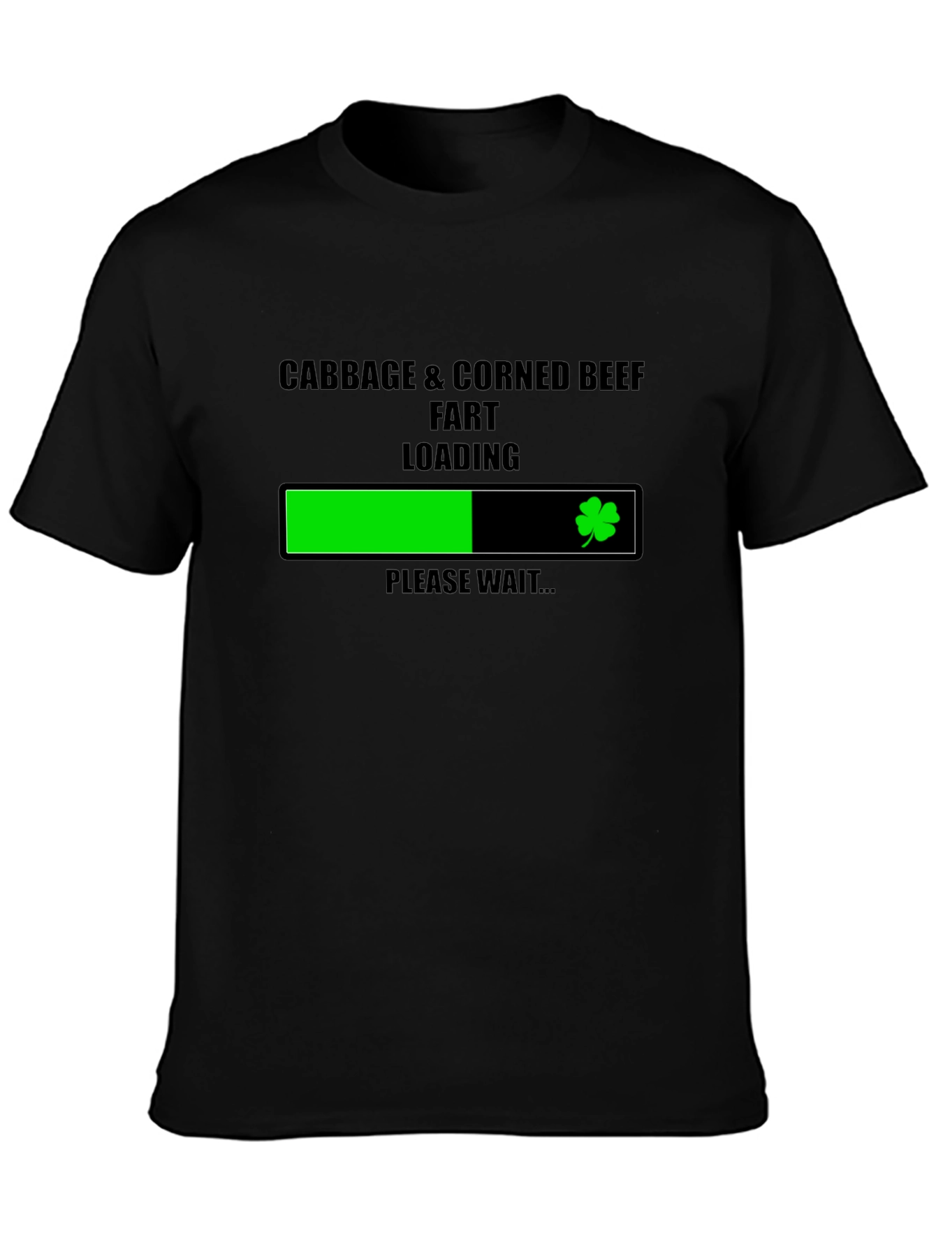 Black Cabbage & Corned Beef Fart Loading St. Patrick's Day T-Shirt view 3