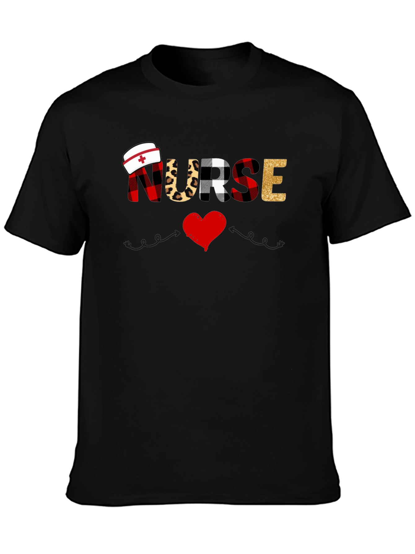 Black Nurse Themed Graphic T-Shirt view 3