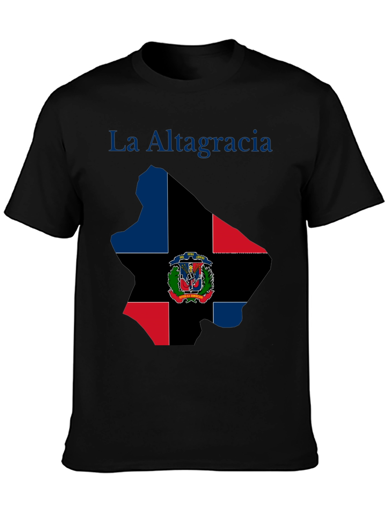 Black La Altagracia Dominican Republic Flag T-Shirt view 3