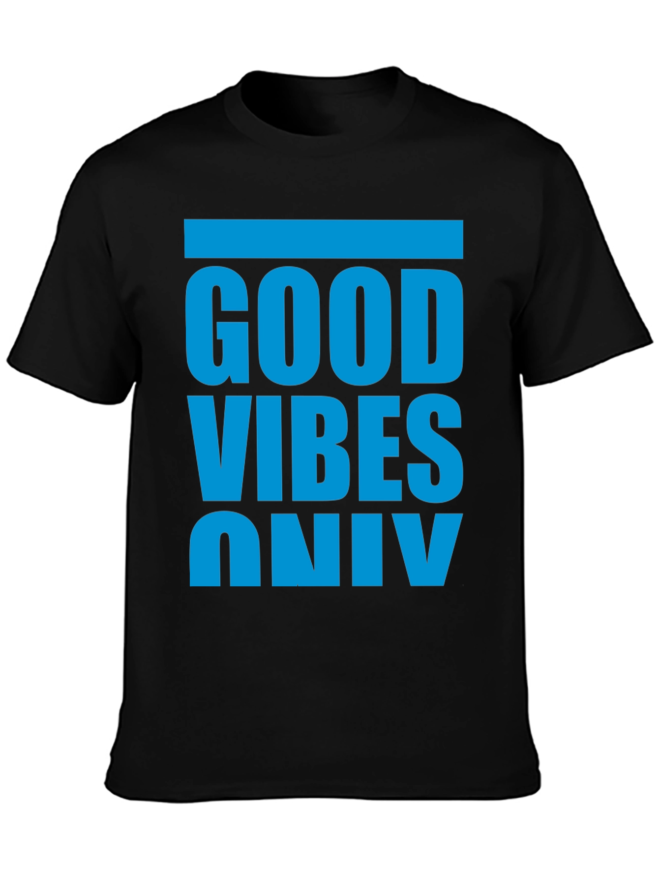 Black Good Vibes Only T-Shirt - Casual Graphic Tee view 3