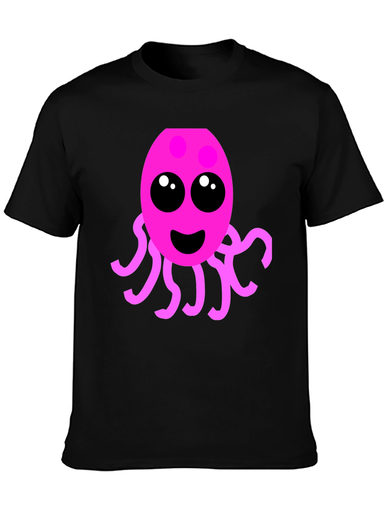 Black Cute Pink Octopus Graphic Tee - Men's Black T-Shirt view 3
