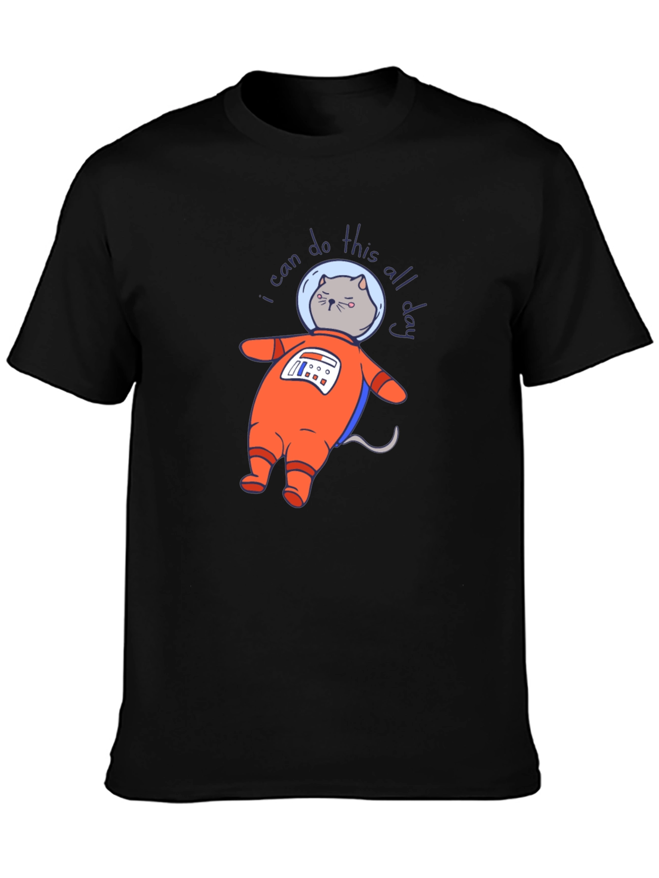 Black Astronaut Cat T-Shirt - I Can Do This All Day view 3