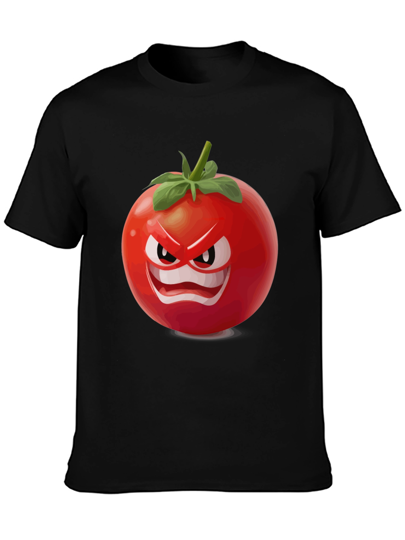 Black Angry Tomato Graphic T-Shirt - Funny Food Tee view 3