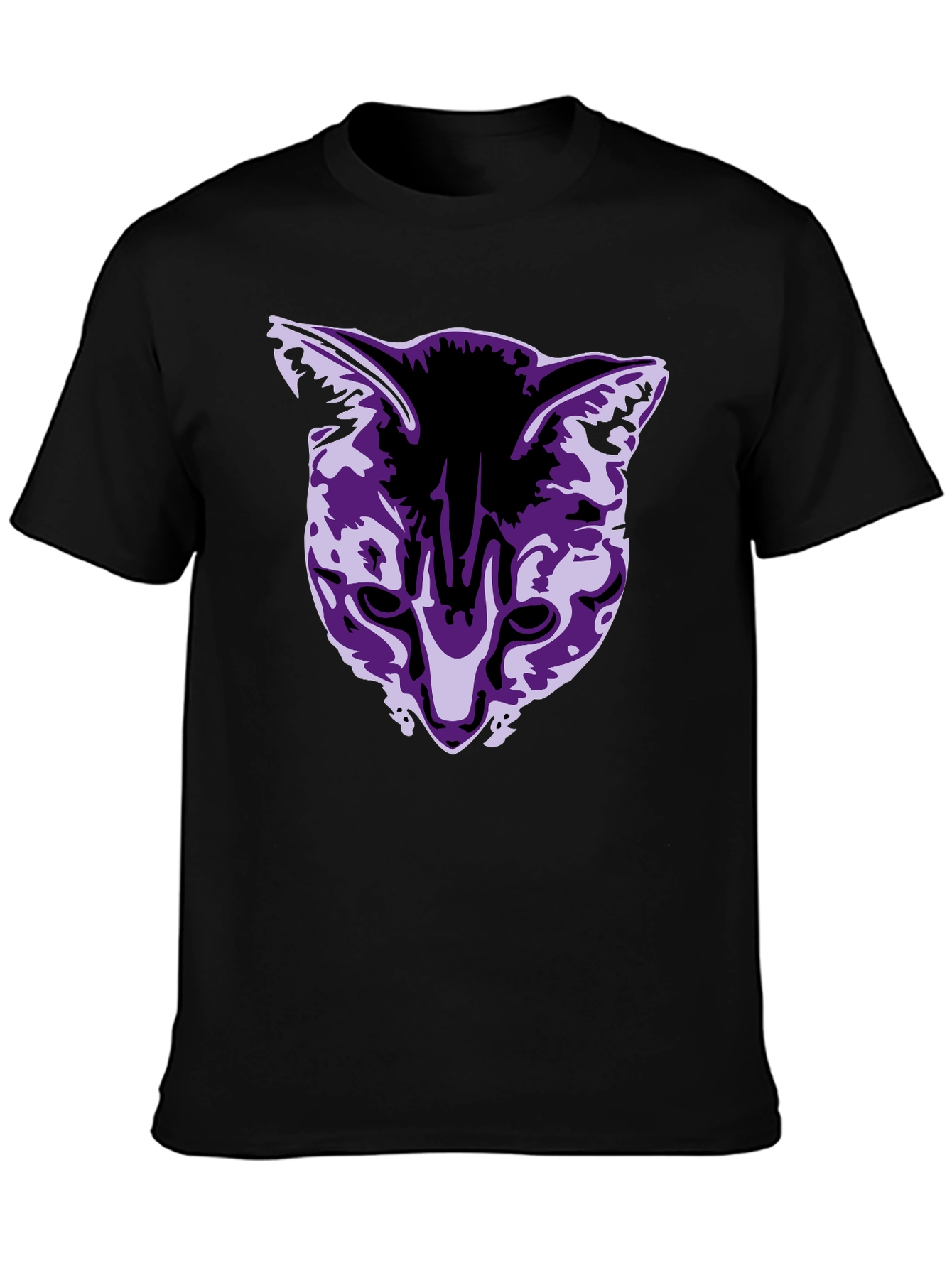 Black Cool Cat Graphic Tee - Black Cotton Blend view 3