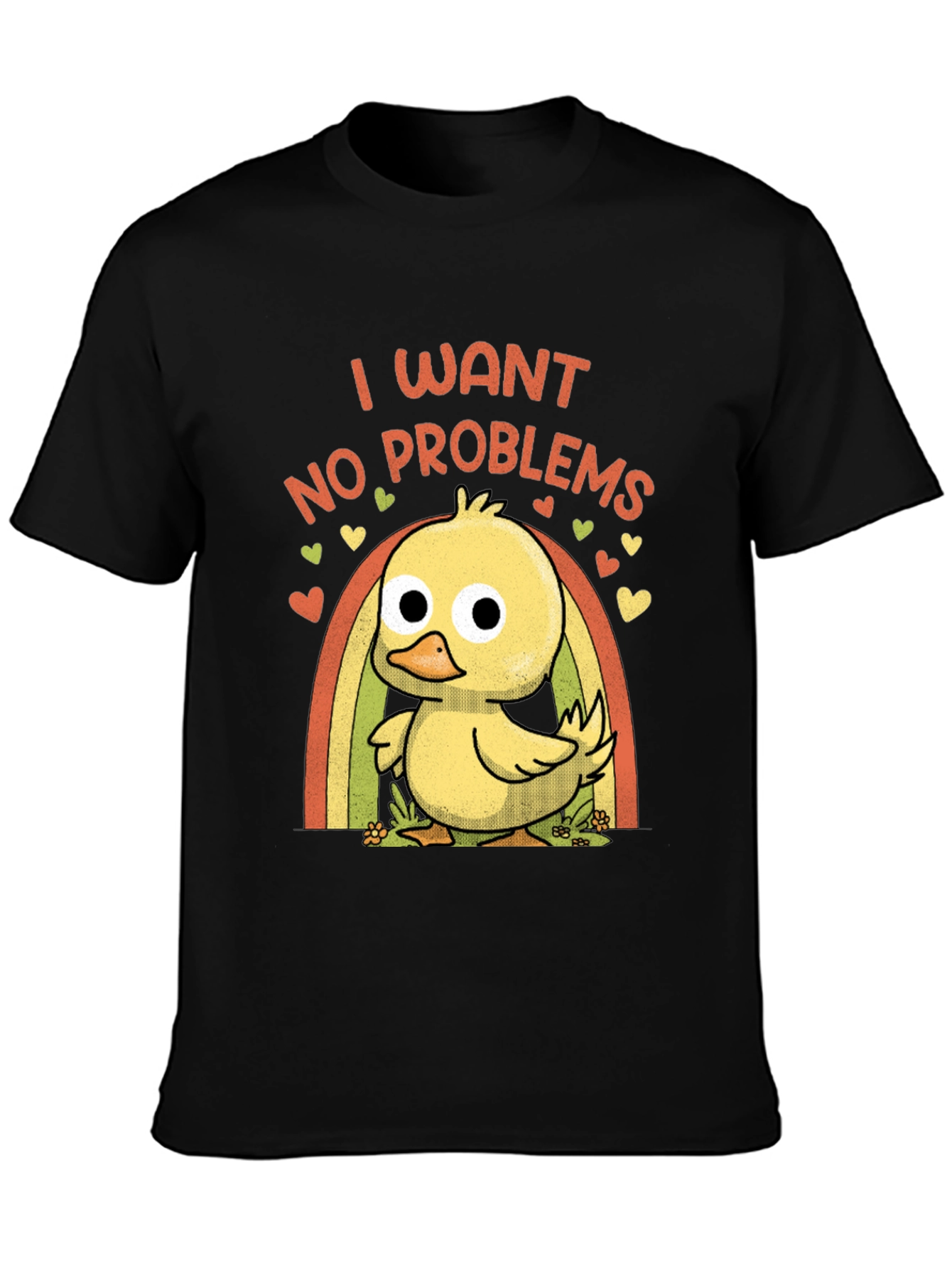 Black I Want No Problems Duck T-Shirt view 3