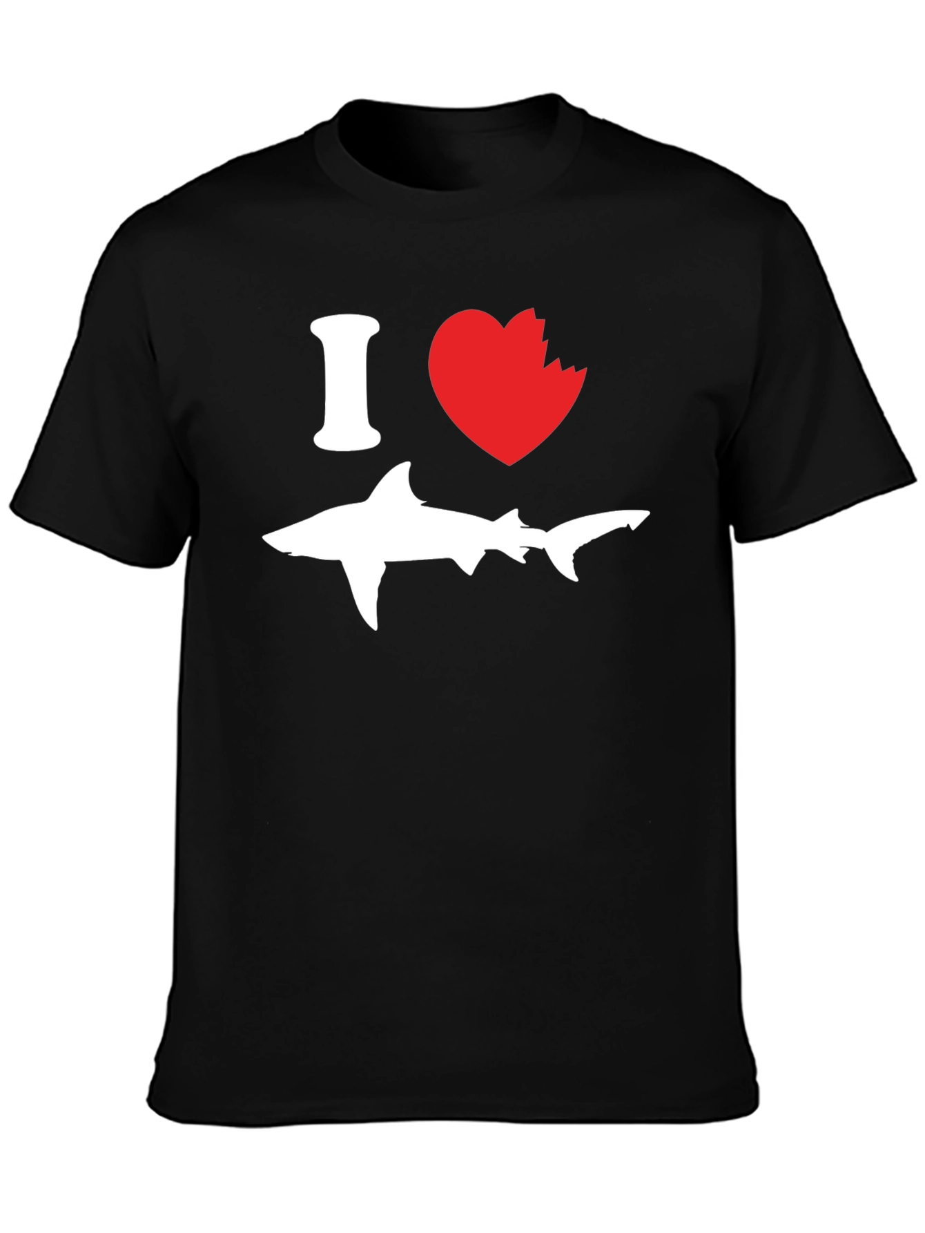 Black I Love Shark T-Shirt - Novelty Graphic Tee view 3