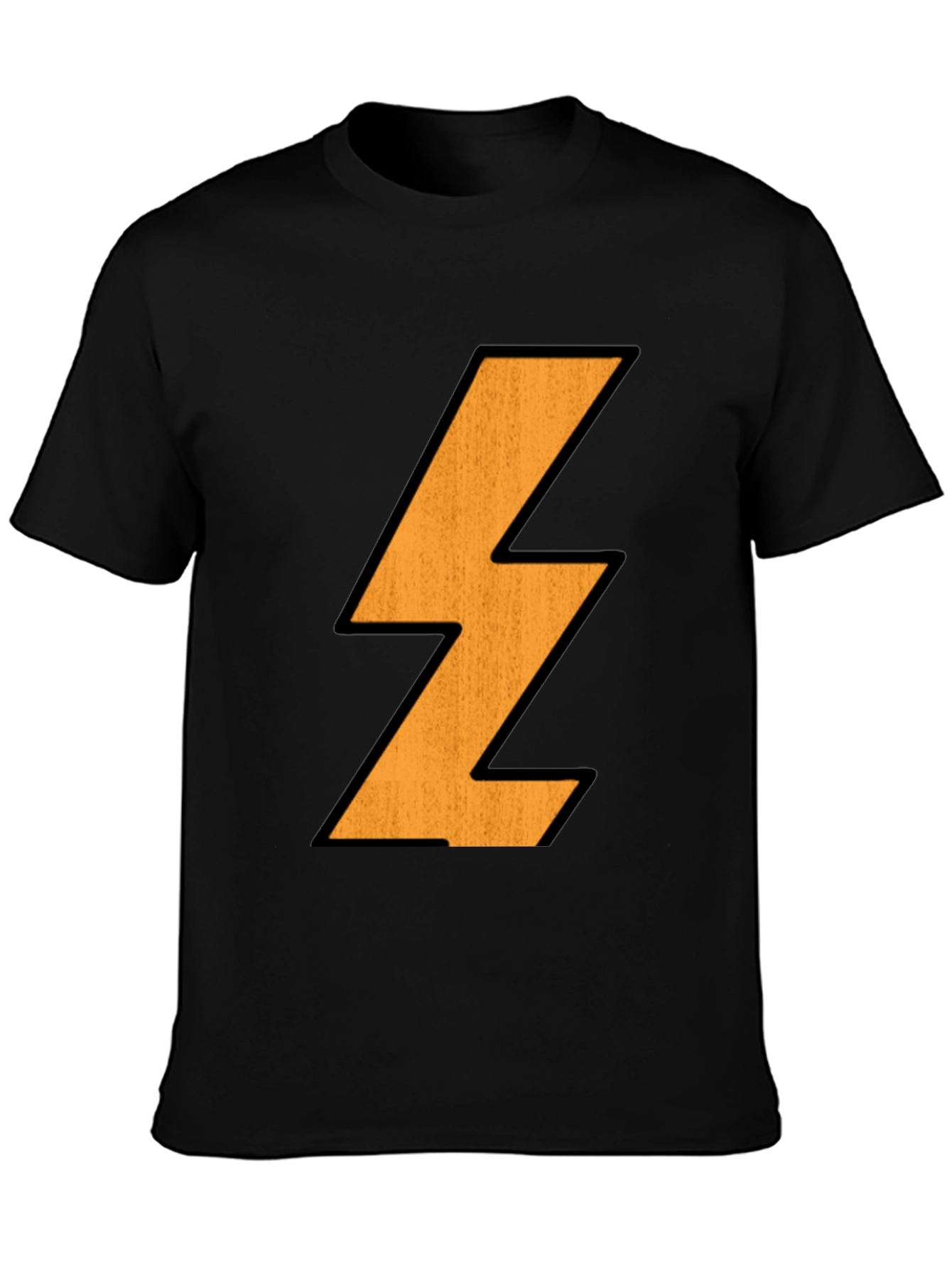 Black Lightning Bolt Graphic Tee - Black Cotton T-Shirt view 3