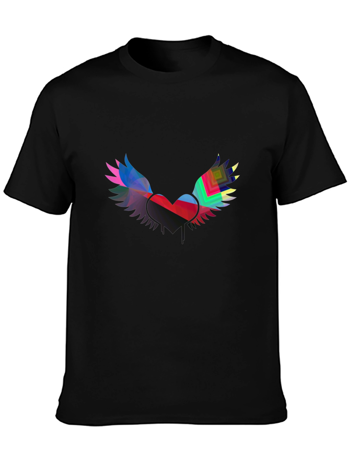 Black Winged Heart Graphic Black Tee view 3