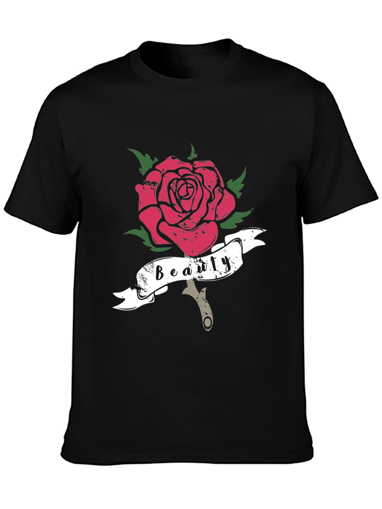 Black Beauty Rose Graphic T-Shirt - Black Cotton Blend view 3