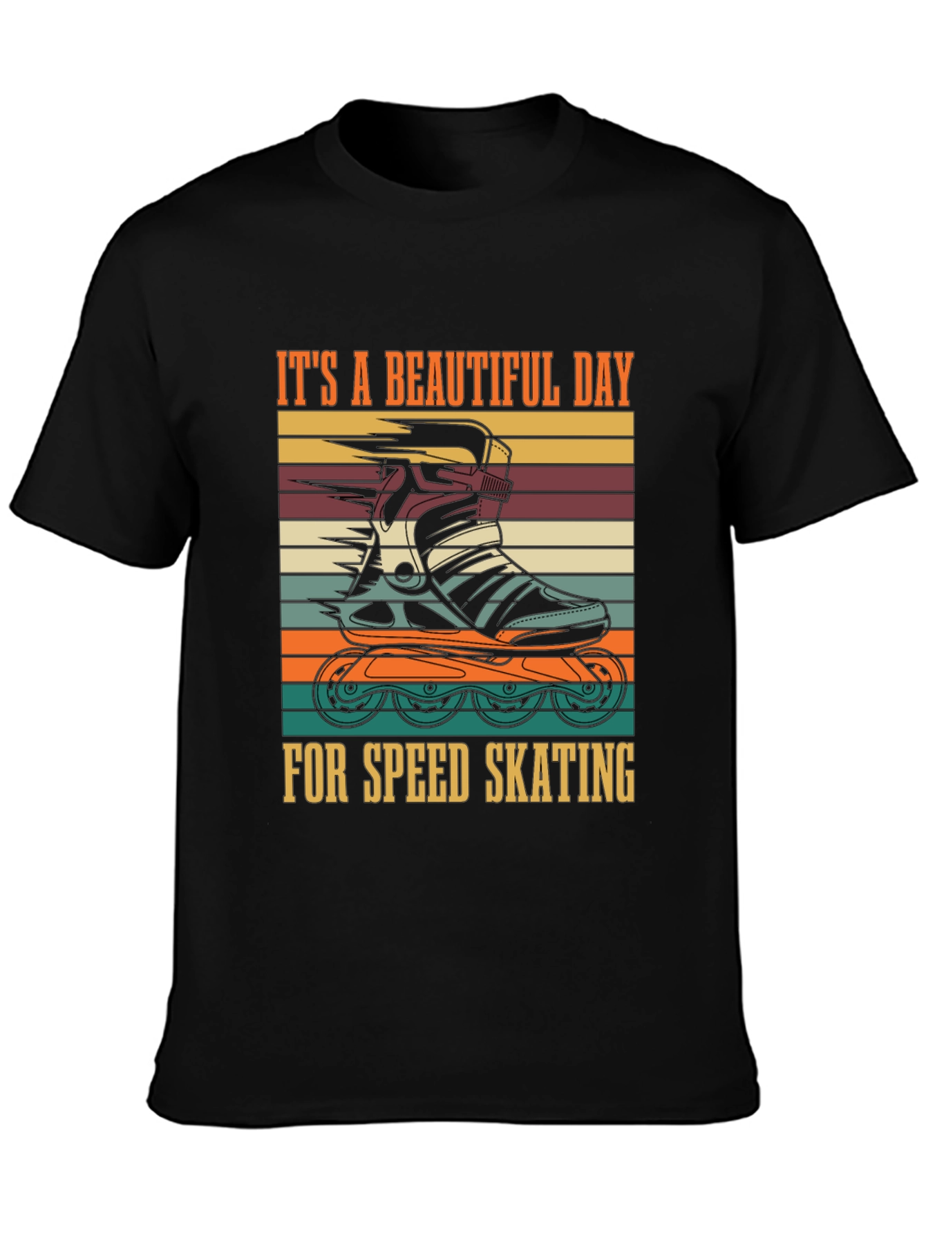 Black Retro Speed Skating T-Shirt - A Beautiful Day view 3