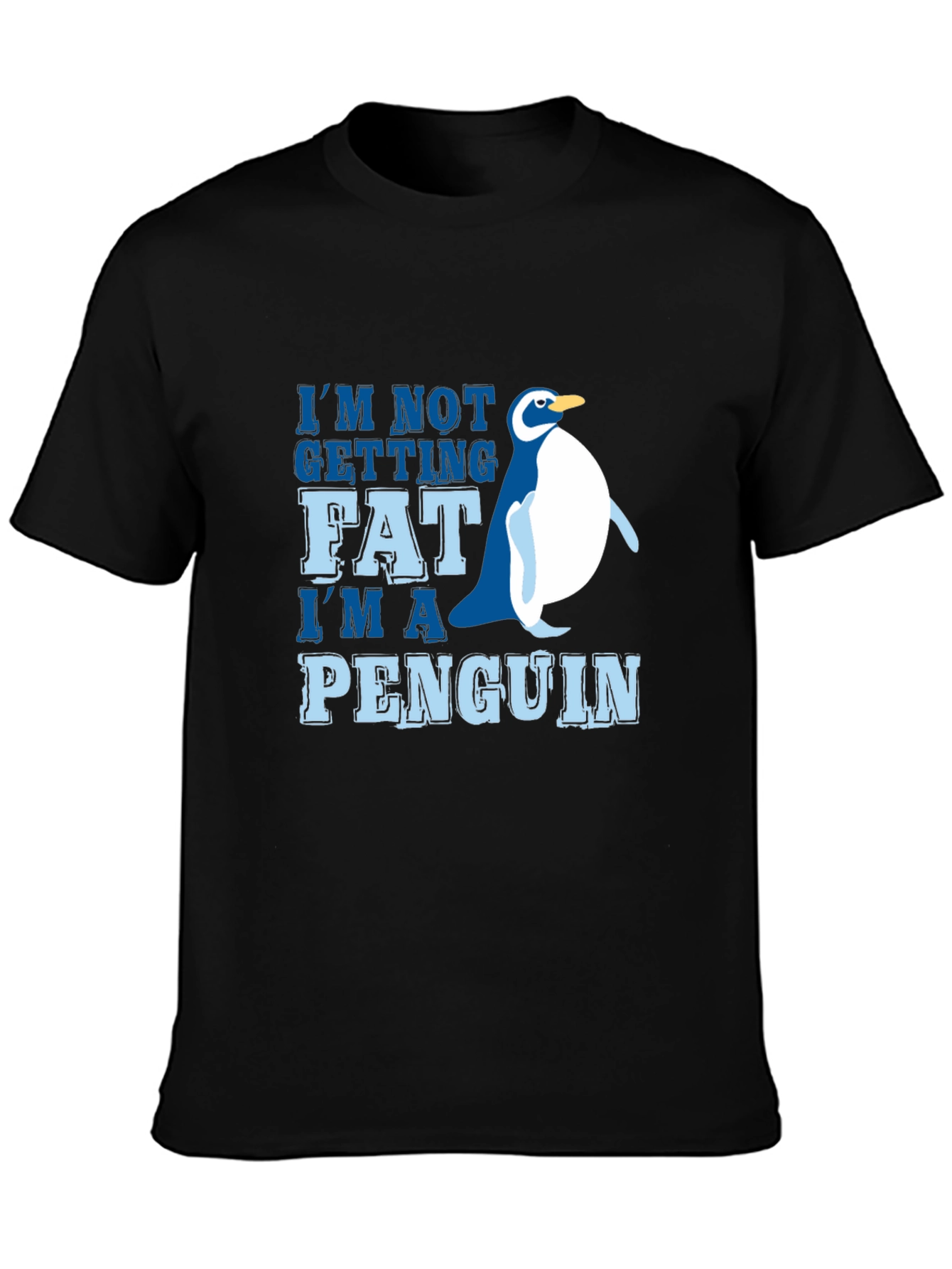 Black Funny Penguin Graphic Tee - I'm Not Getting Fat view 3