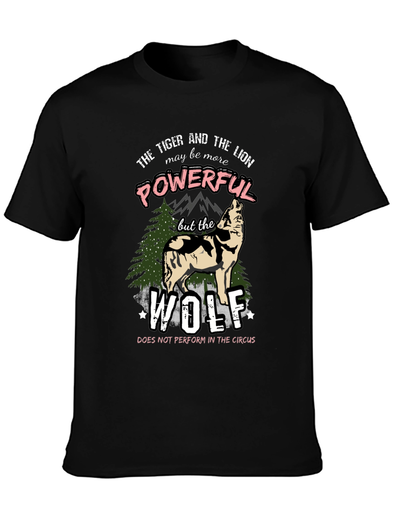 Black The Wolf Powerful T-Shirt view 3