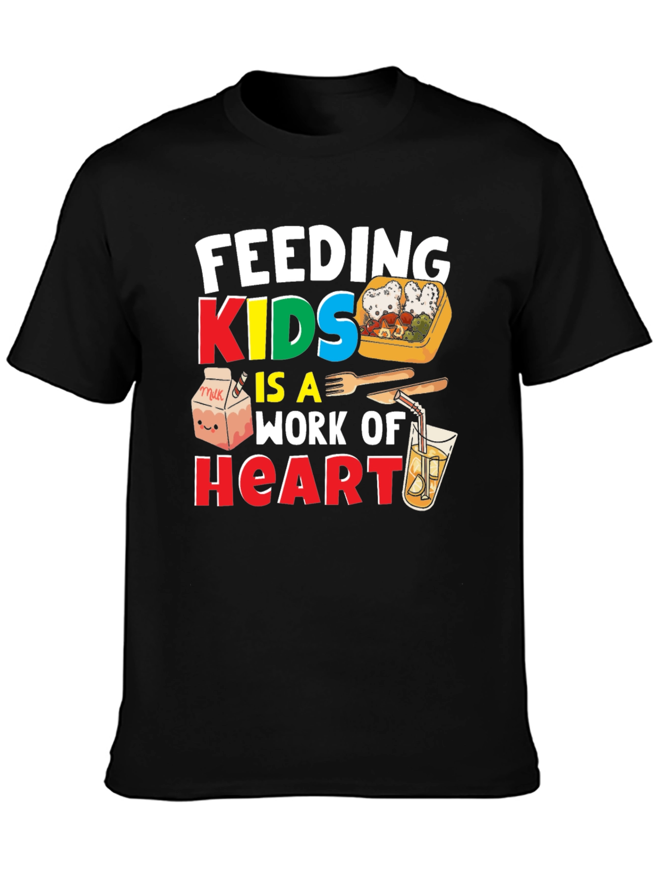 Black Feeding Kids is a Work of Heart T-Shirt view 3
