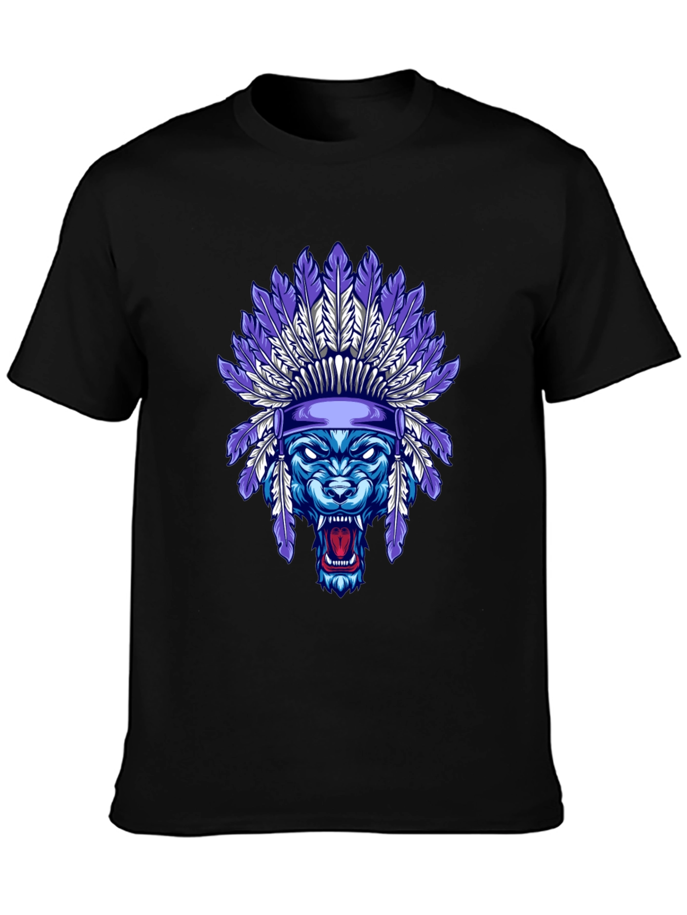 Black Wolf Headdress Graphic Tee view 3