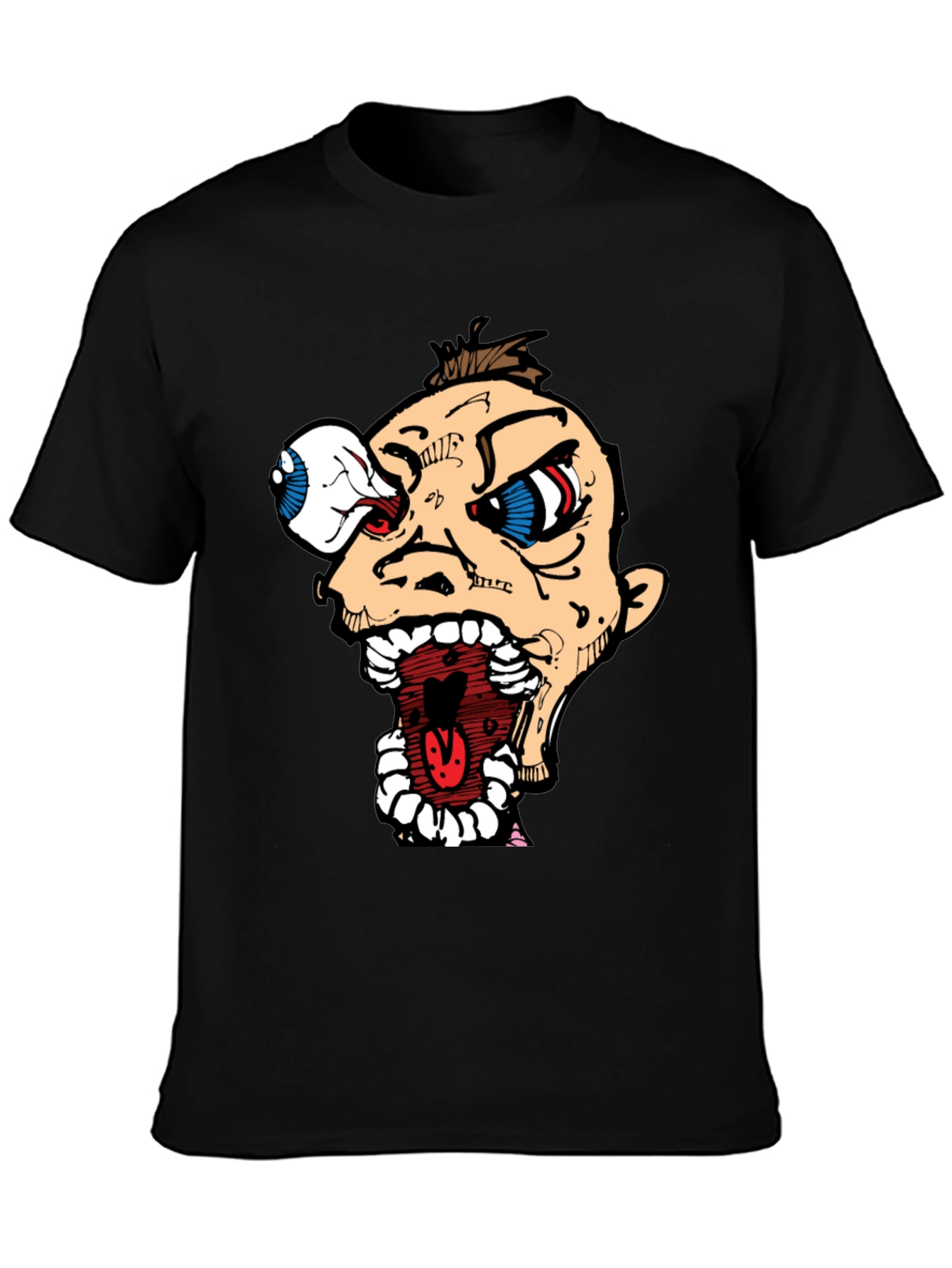 Black Cartoon Graphic Print Black Tee view 3