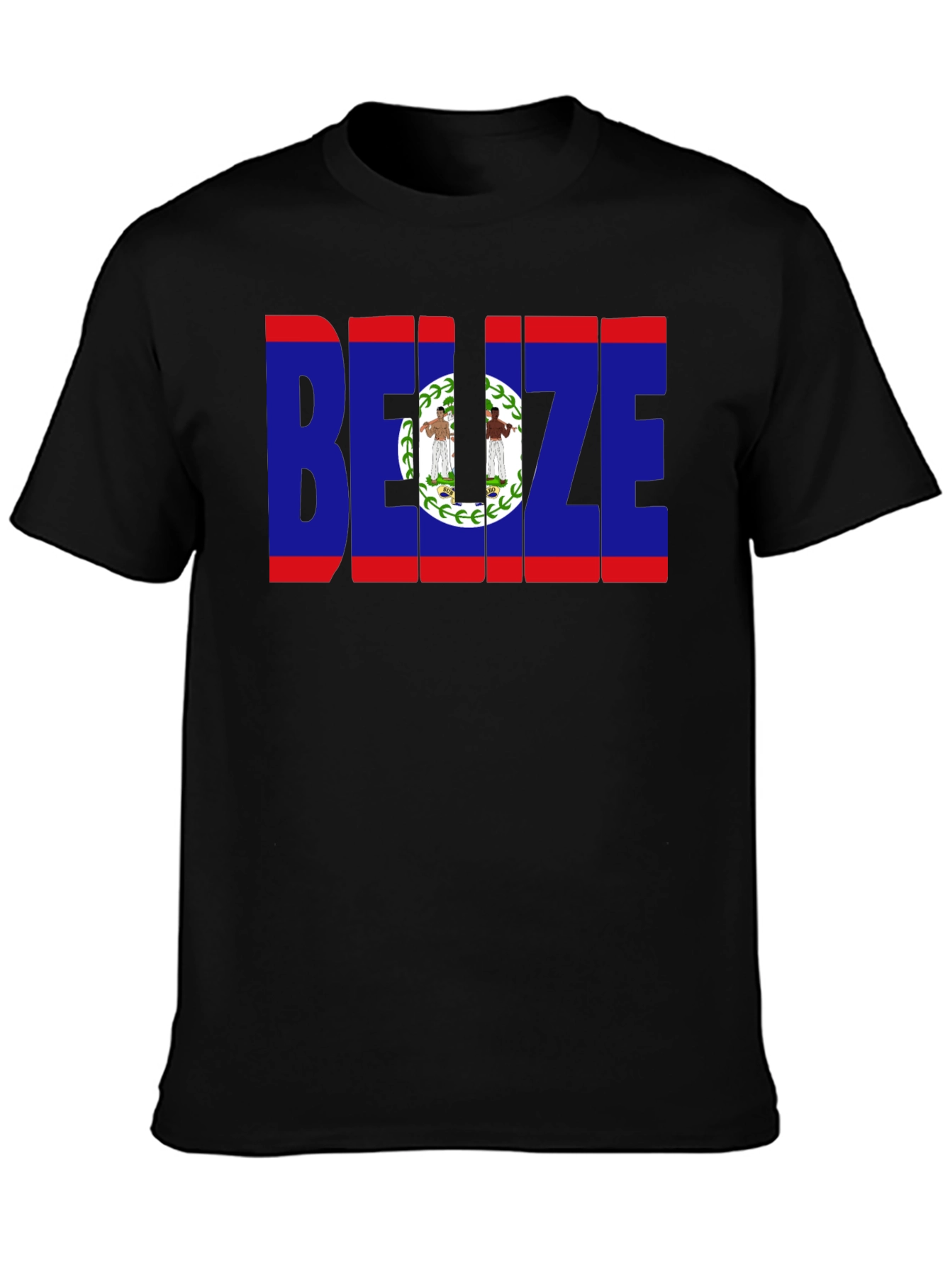 Belize Flag Graphic T-Shirt - Black Crew Neck Tee - 3