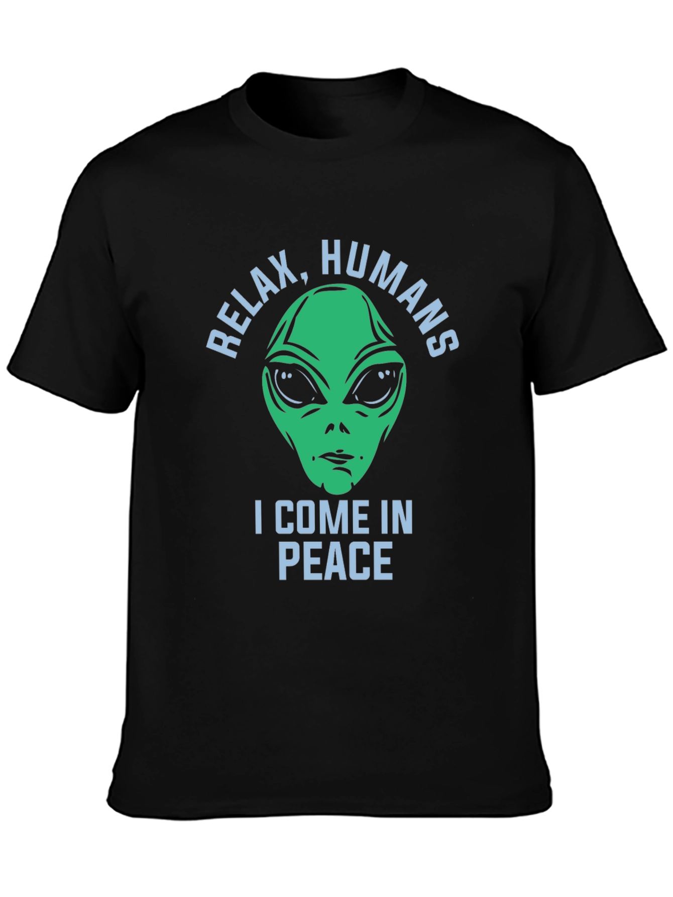 Black Relax Humans Alien Graphic T-Shirt view 3