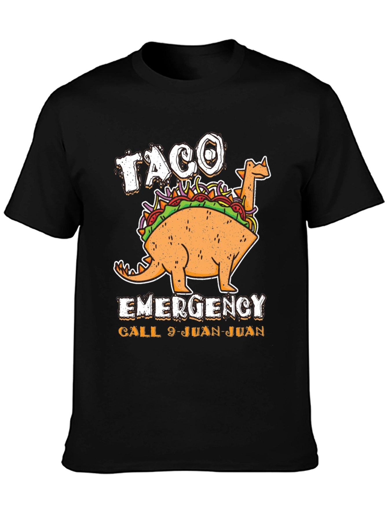 Black Taco Emergency Call 9-Juan-Juan Funny Graphic T-Shirt view 3