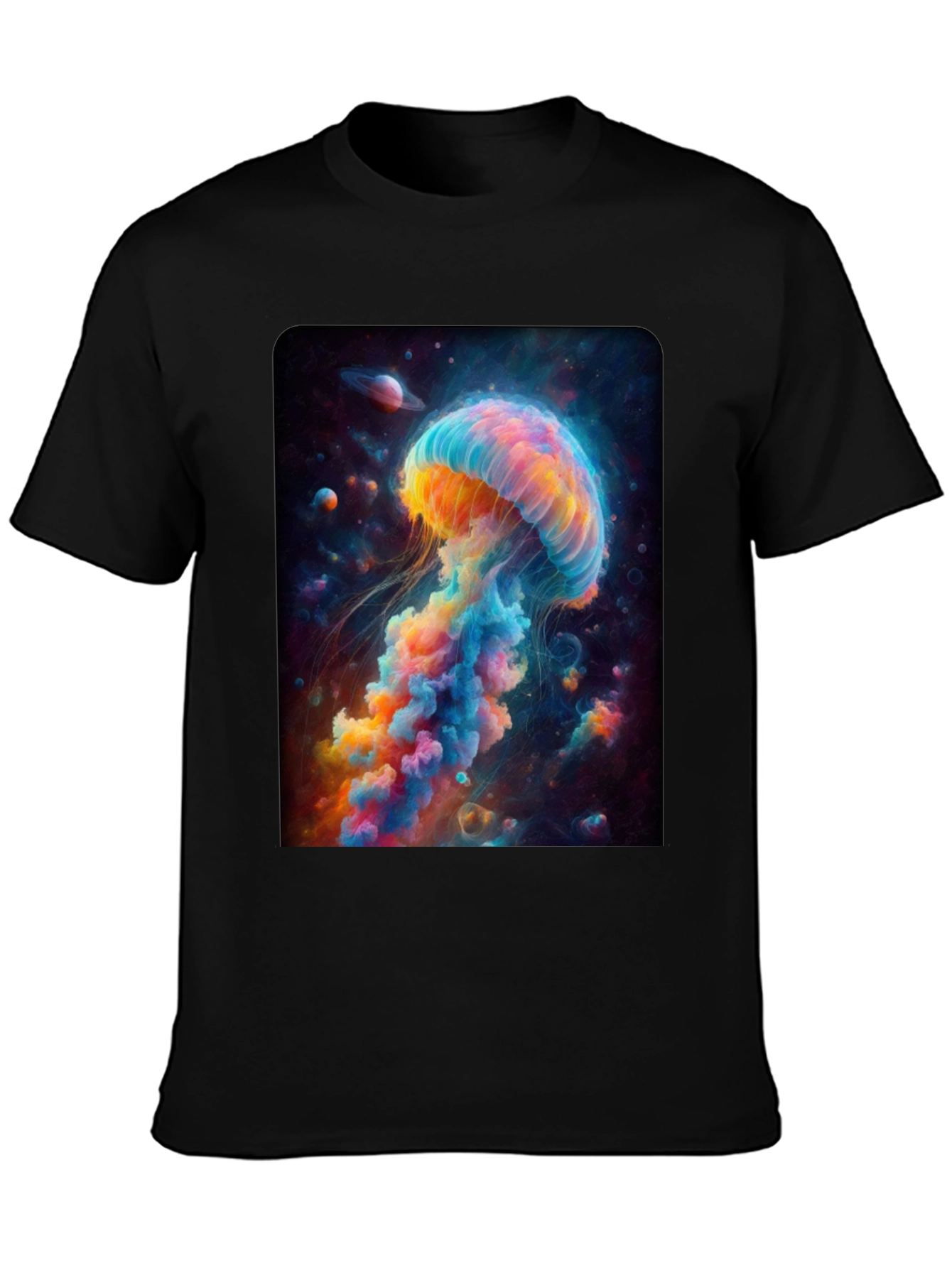 Black Space Jellyfish Graphic T-Shirt view 3