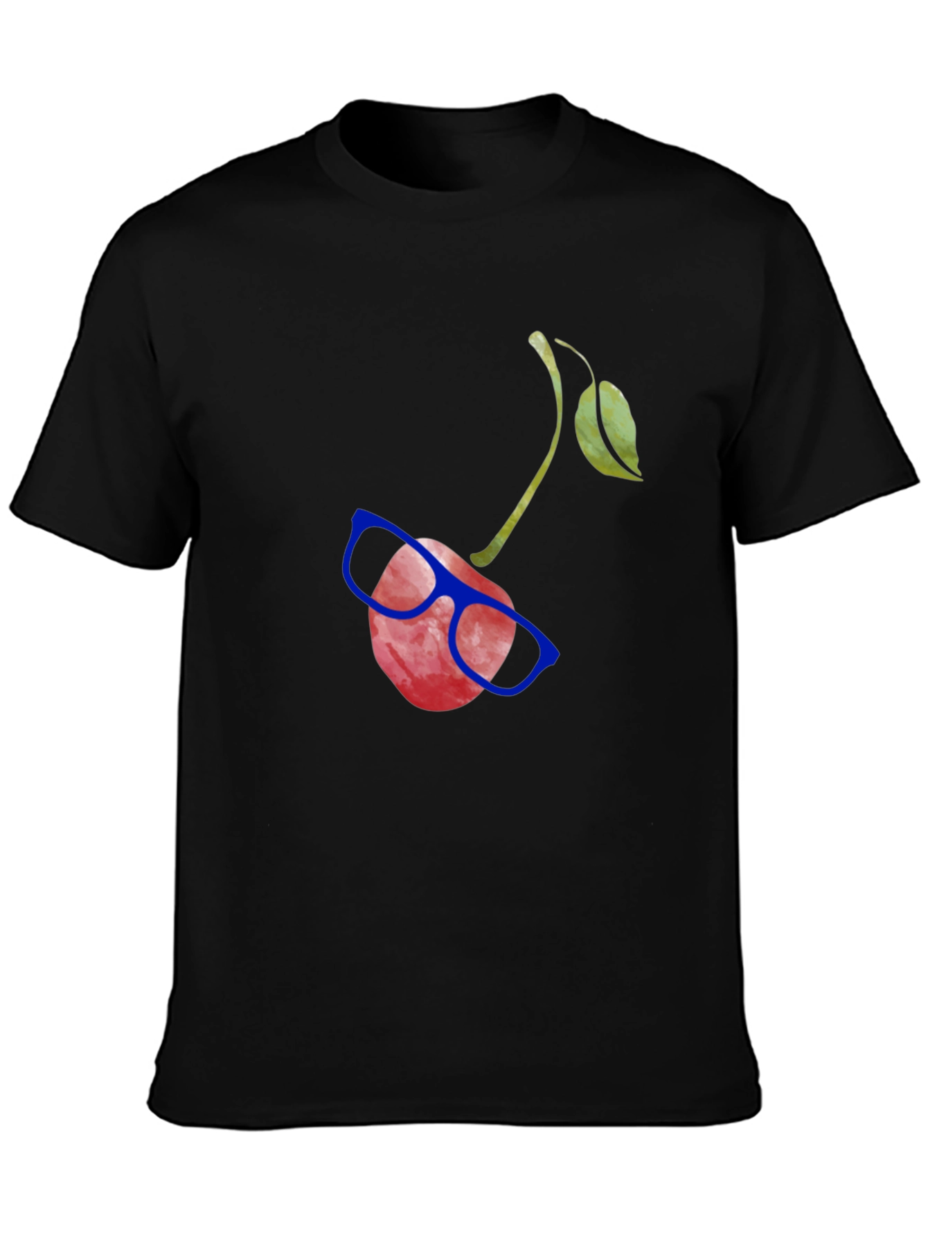 Black Funny Cherry with Glasses Graphic Tee view 3