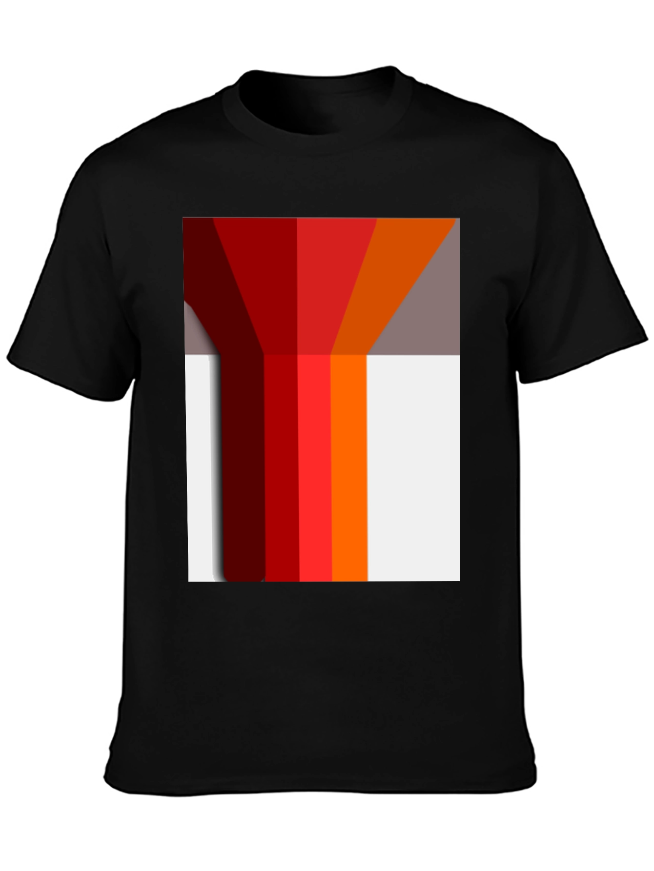 Black Geometric Color Block Graphic Tee - Modern Style view 3