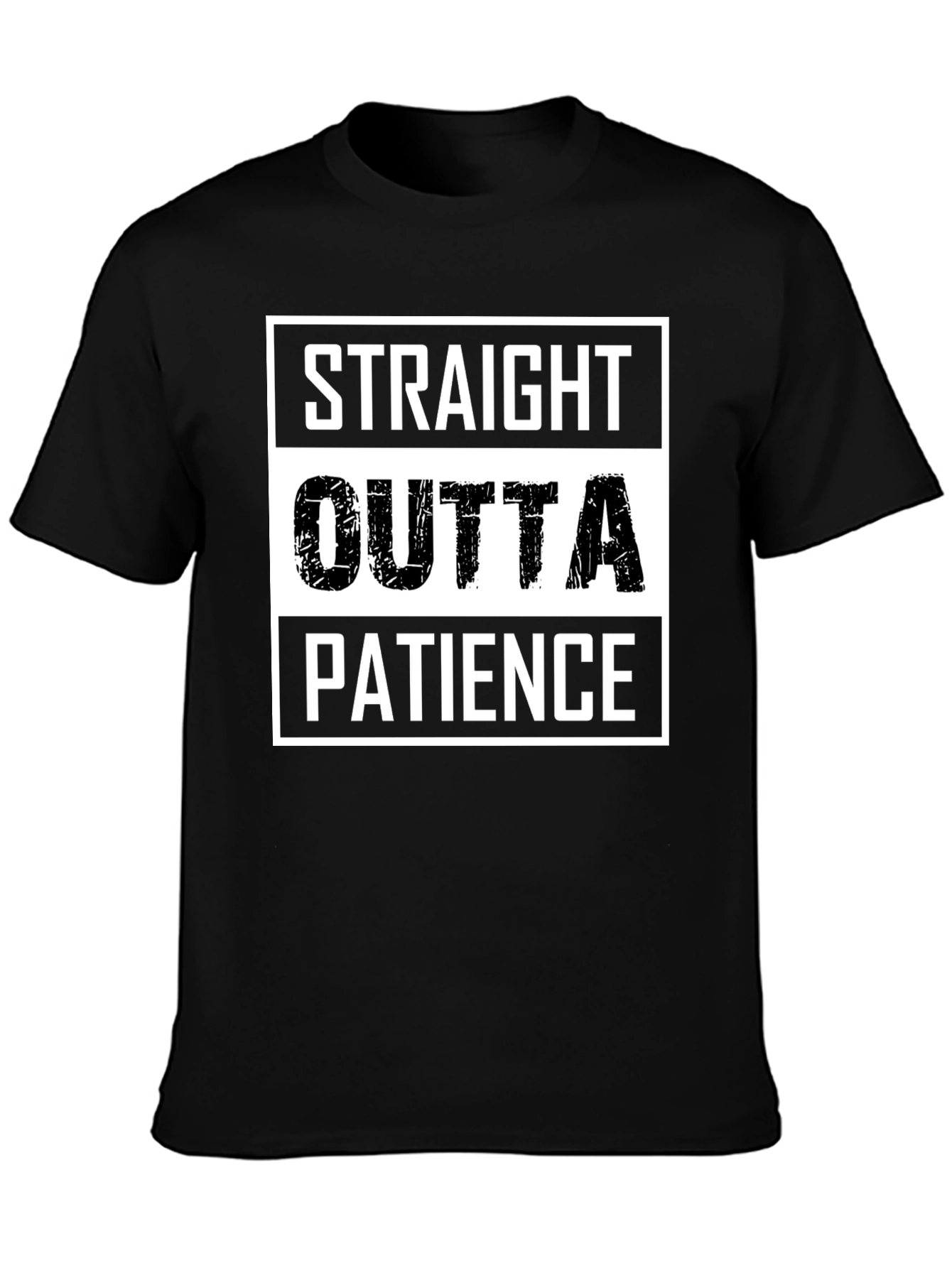 Black Straight Outta Patience T-Shirt - Funny Graphic Tee view 3
