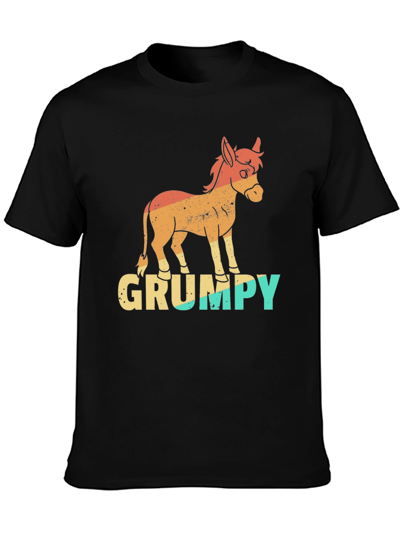 Black Grumpy Donkey T-Shirt - Funny Retro Graphic Tee view 3