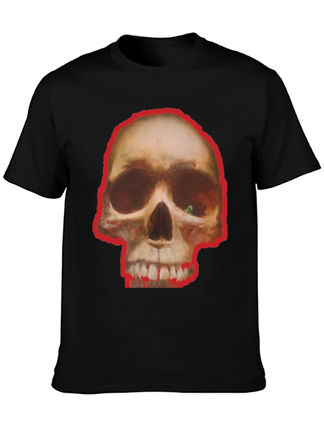 Black Skull Graphic Tee - Edgy Black Cotton T-Shirt view 3
